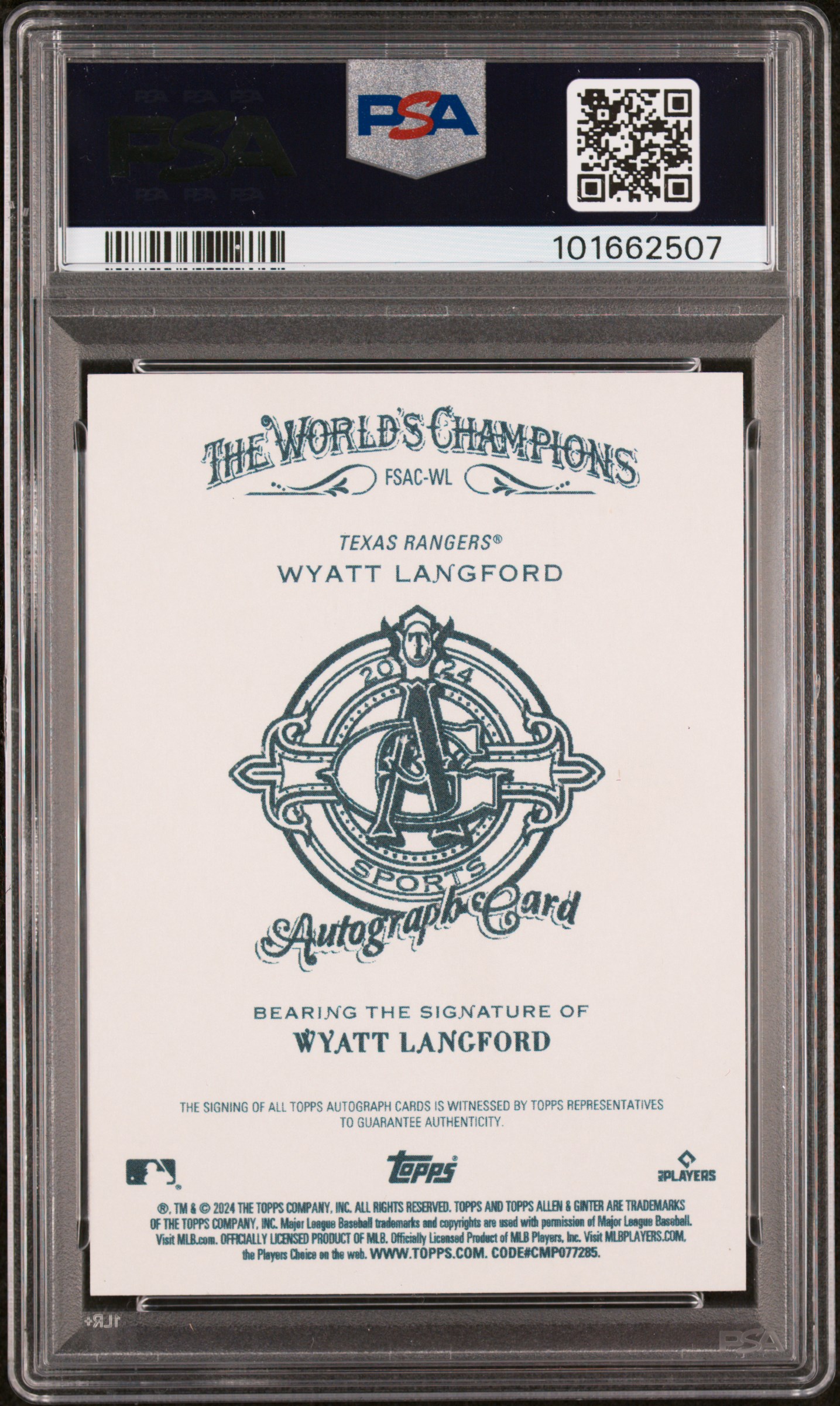2024 Topps Allen & Ginter Full-Size Autographs Wyatt Langford #Wl Mint 9 back