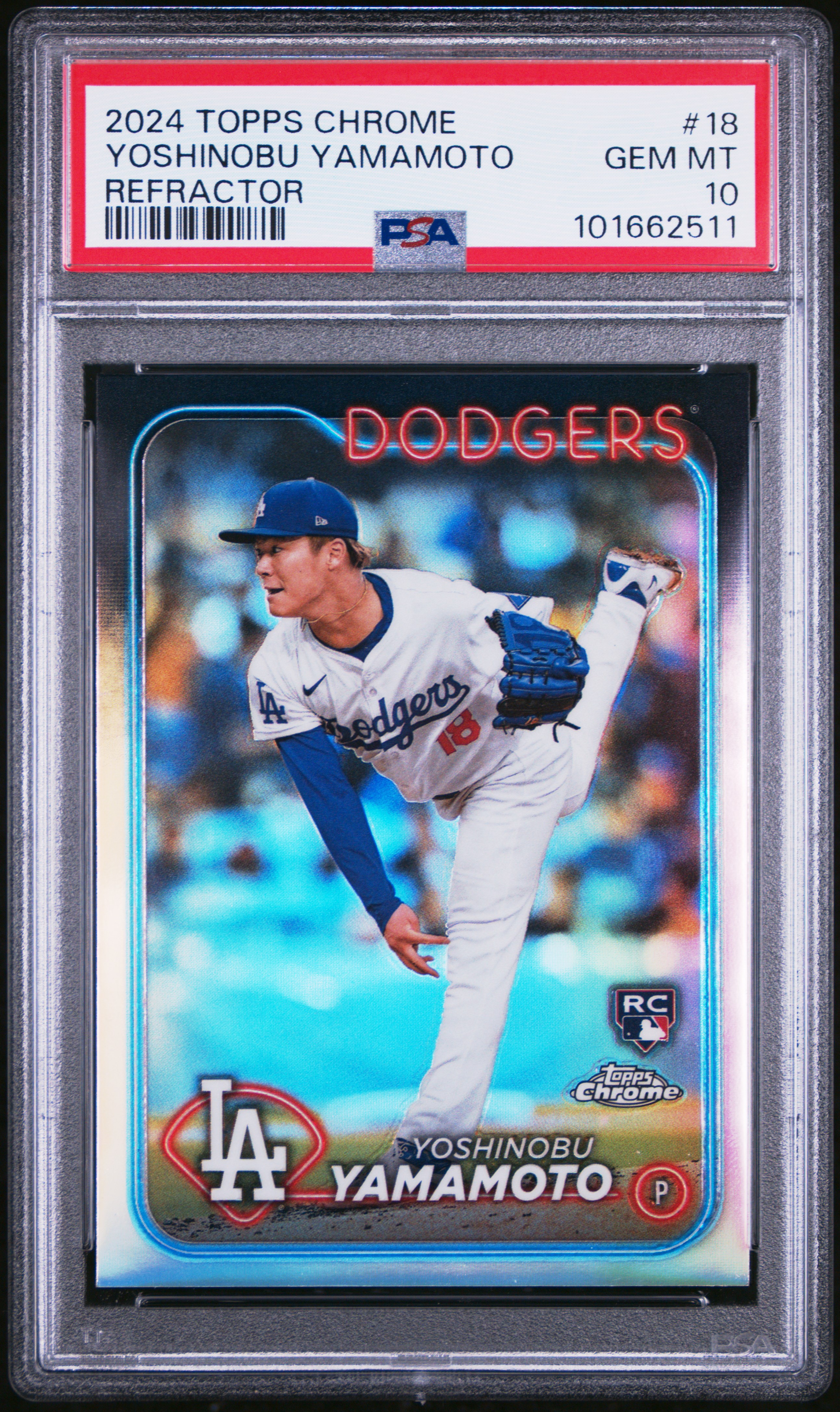 2024 Topps Chrome Yoshinobu Yamamoto #18 (Refractor) Gem Mt 10 front