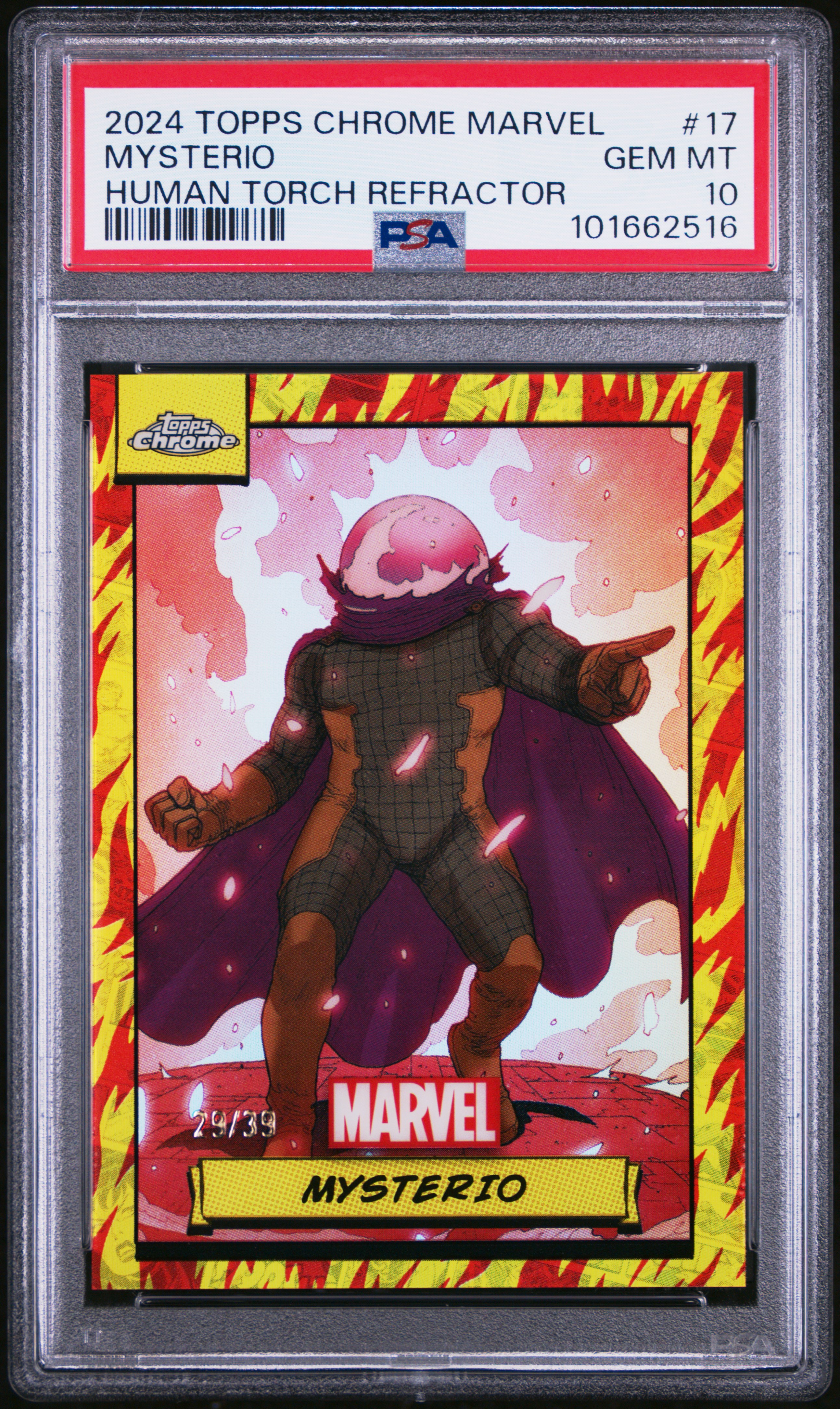 2024 Topps Chrome Marvel Mysterio #17 (Human Torch Refractor) Gem Mt 10 front