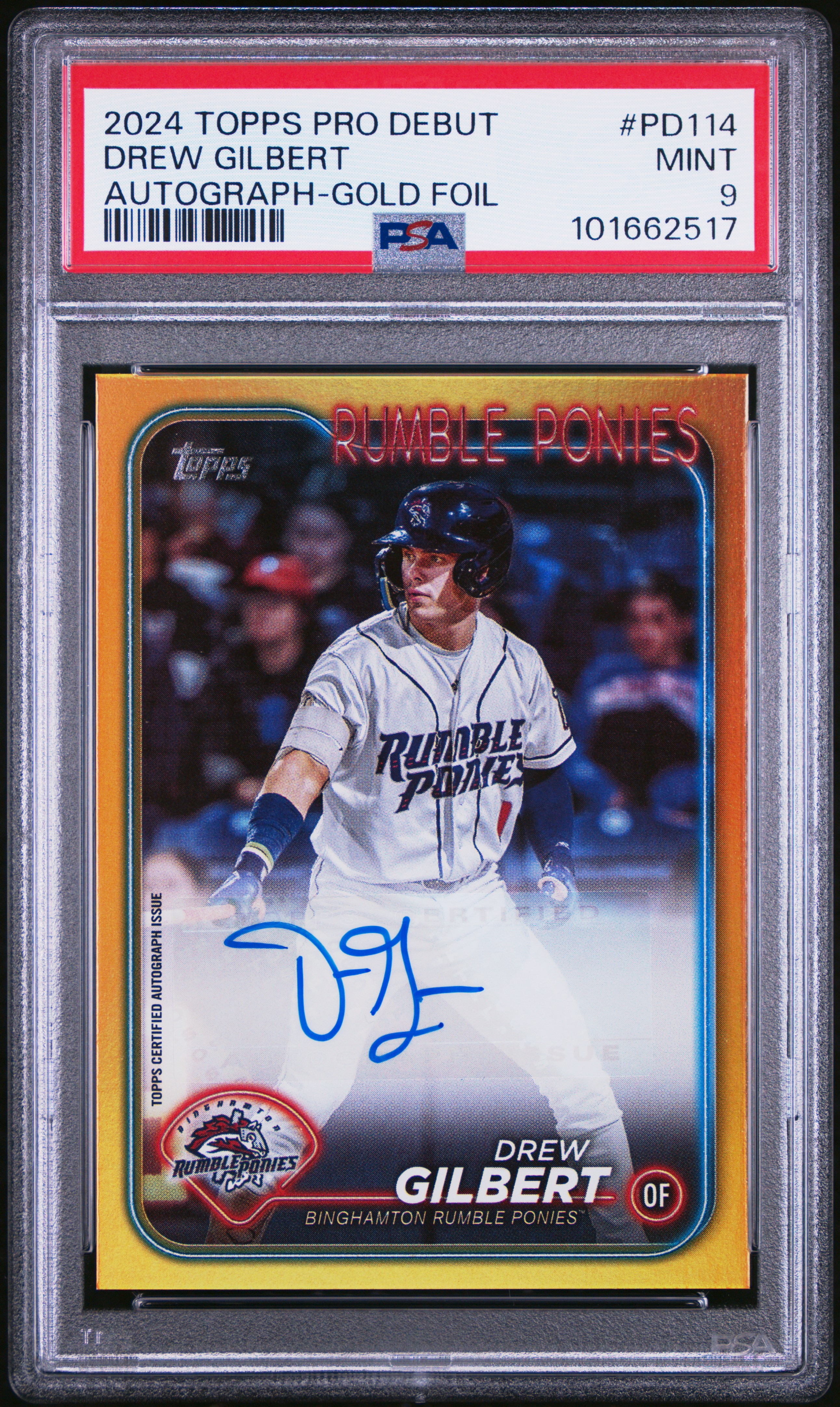 2024 Topps Pro Debut Drew Gilbert #Pd114 (Autograph-Gold Foil) Mint 9 front