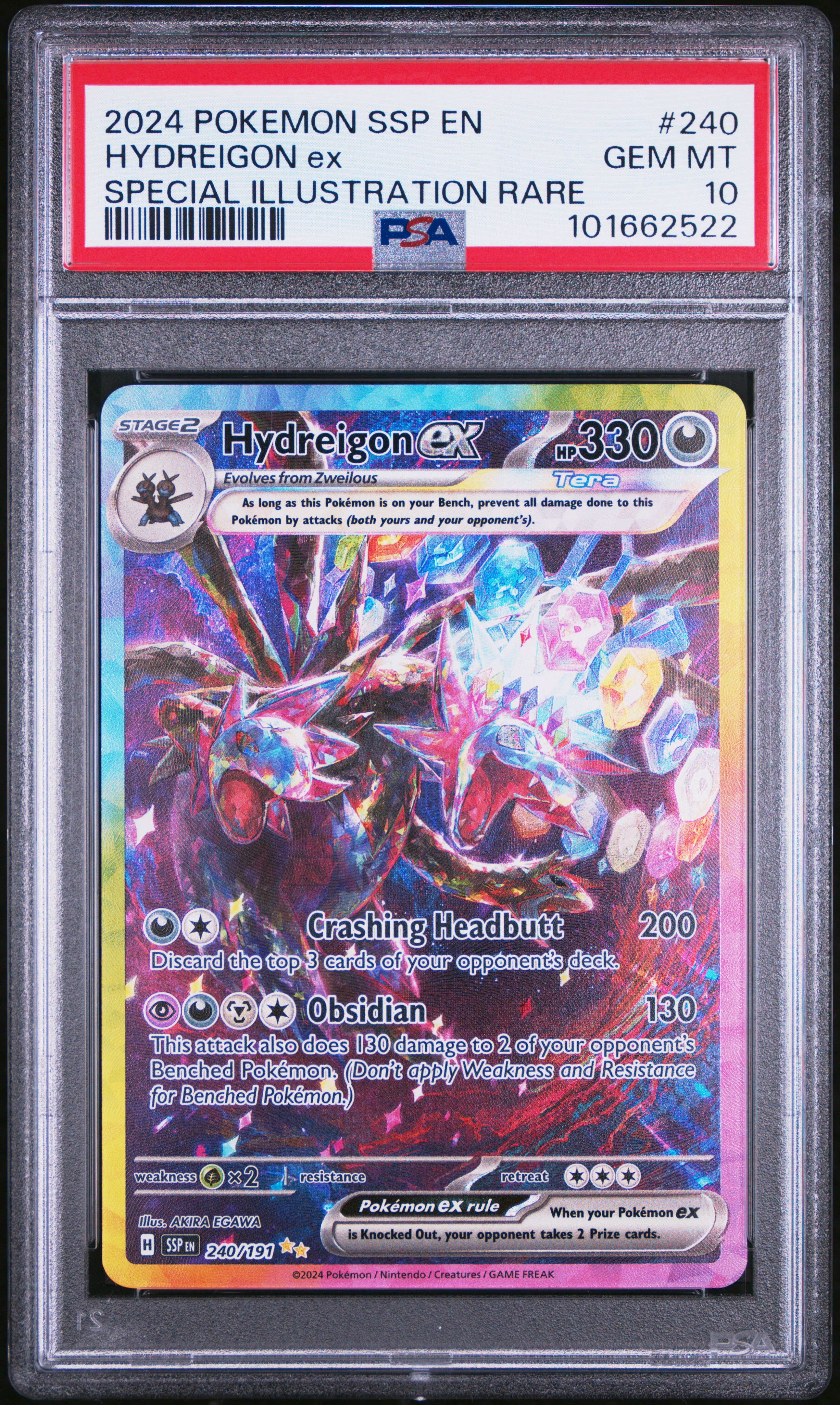 2024 Pokemon Ssp En-Surging Sparks Hydreigon Ex #240 (Special Illustration Rare) Gem Mt 10 front