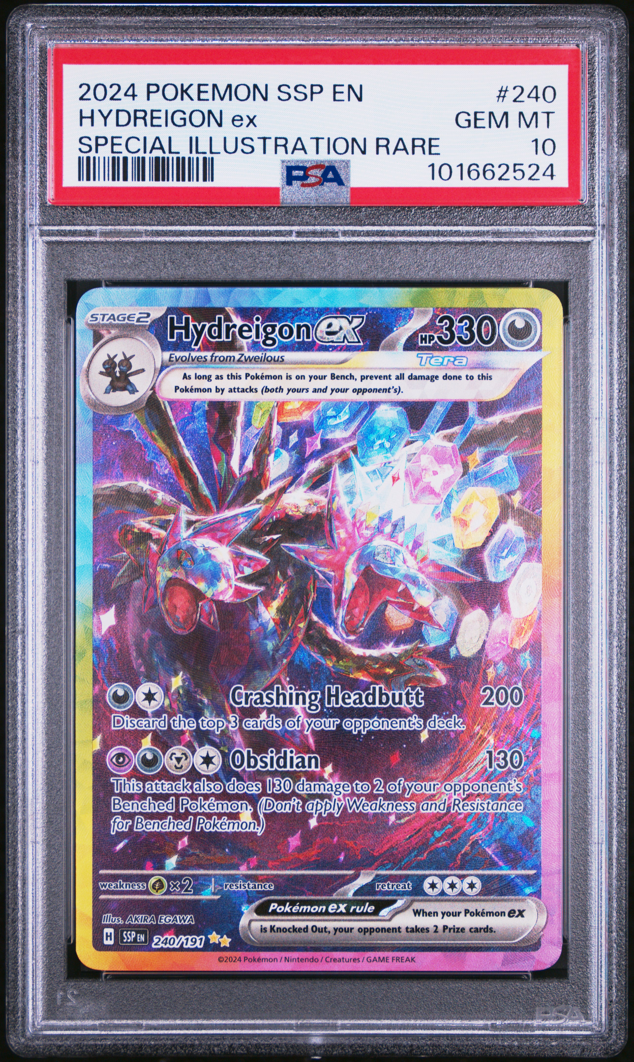 2024 Pokemon Ssp En-Surging Sparks Hydreigon Ex #240 (Special Illustration Rare) Gem Mt 10 front