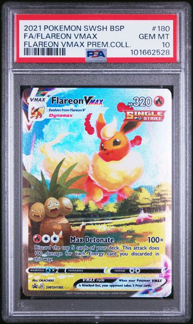 2021 Pokemon Swsh Black Star Promo Fa/Flareon Vmax #180 (Flareon Vmax Prem.coll.) Gem Mt 10 front