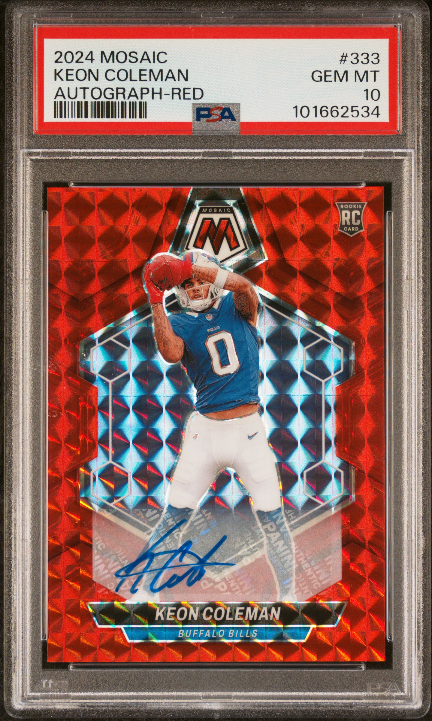 2024 Panini Mosaic Keon Coleman #333 (Autograph-Red) Gem Mt 10 front