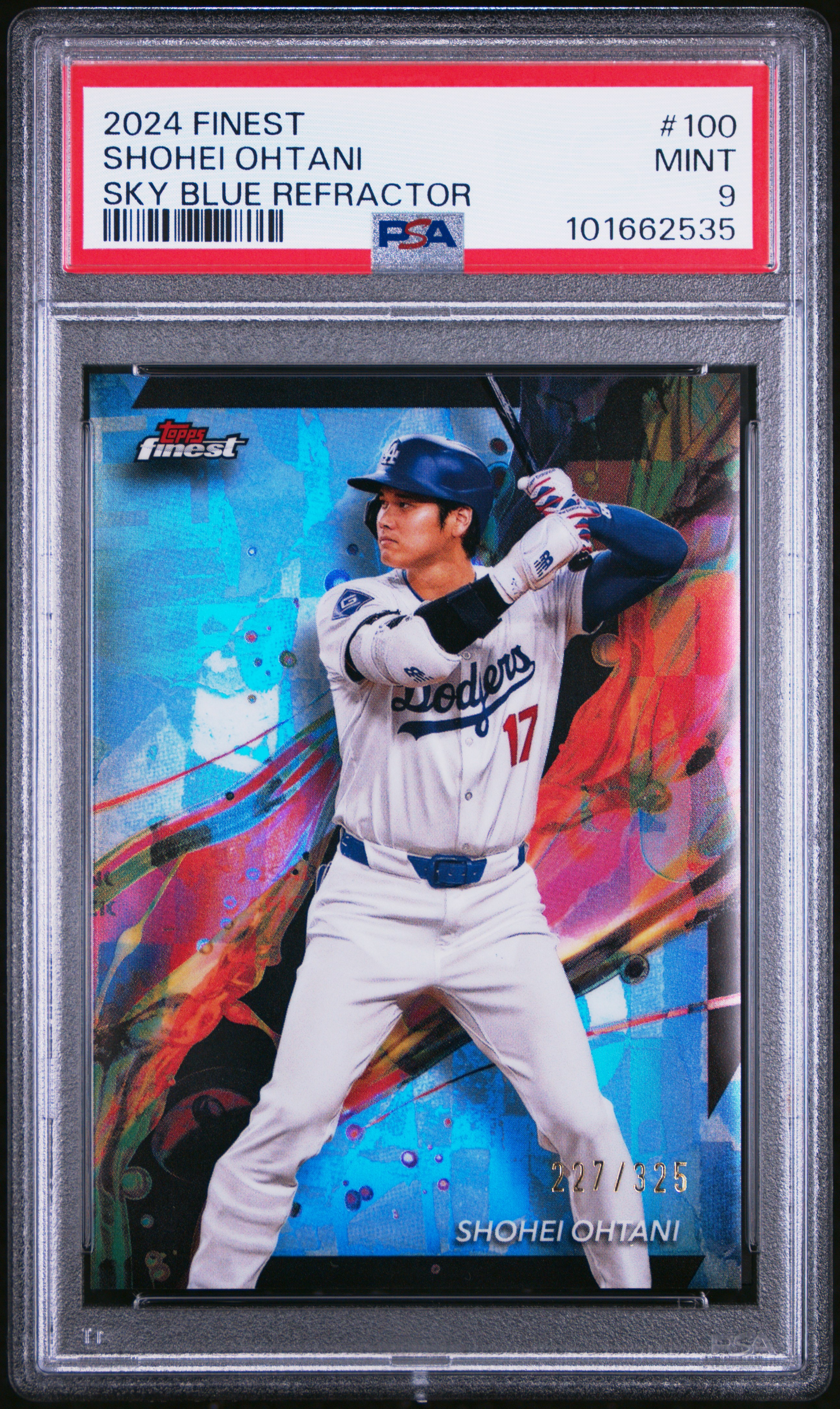 2024 Topps Finest Shohei Ohtani #100 (Sky Blue Refractor) Mint 9 front
