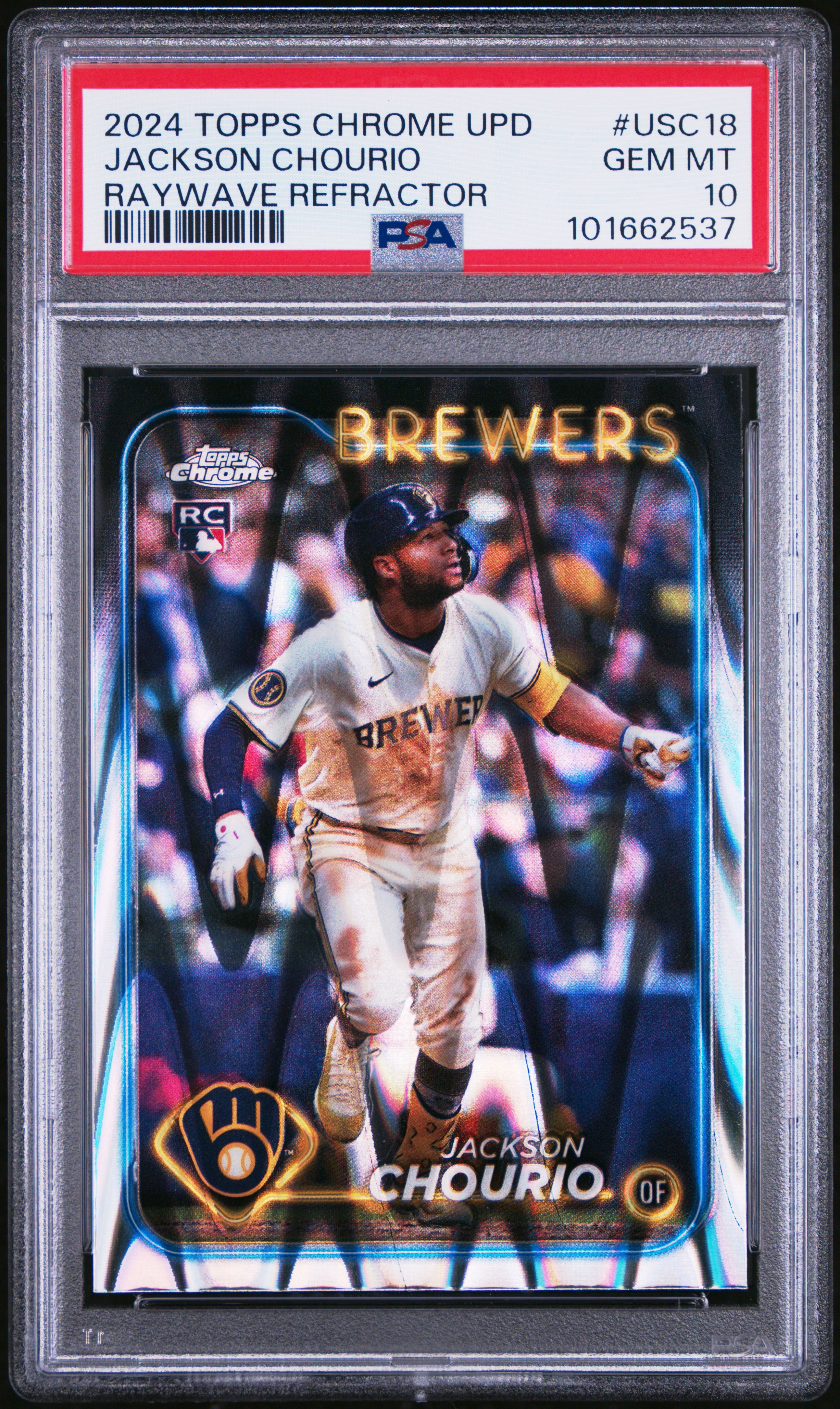 2024 Topps Chrome Update Jackson Chourio #Usc18 (Raywave Refractor) Gem Mt 10 front