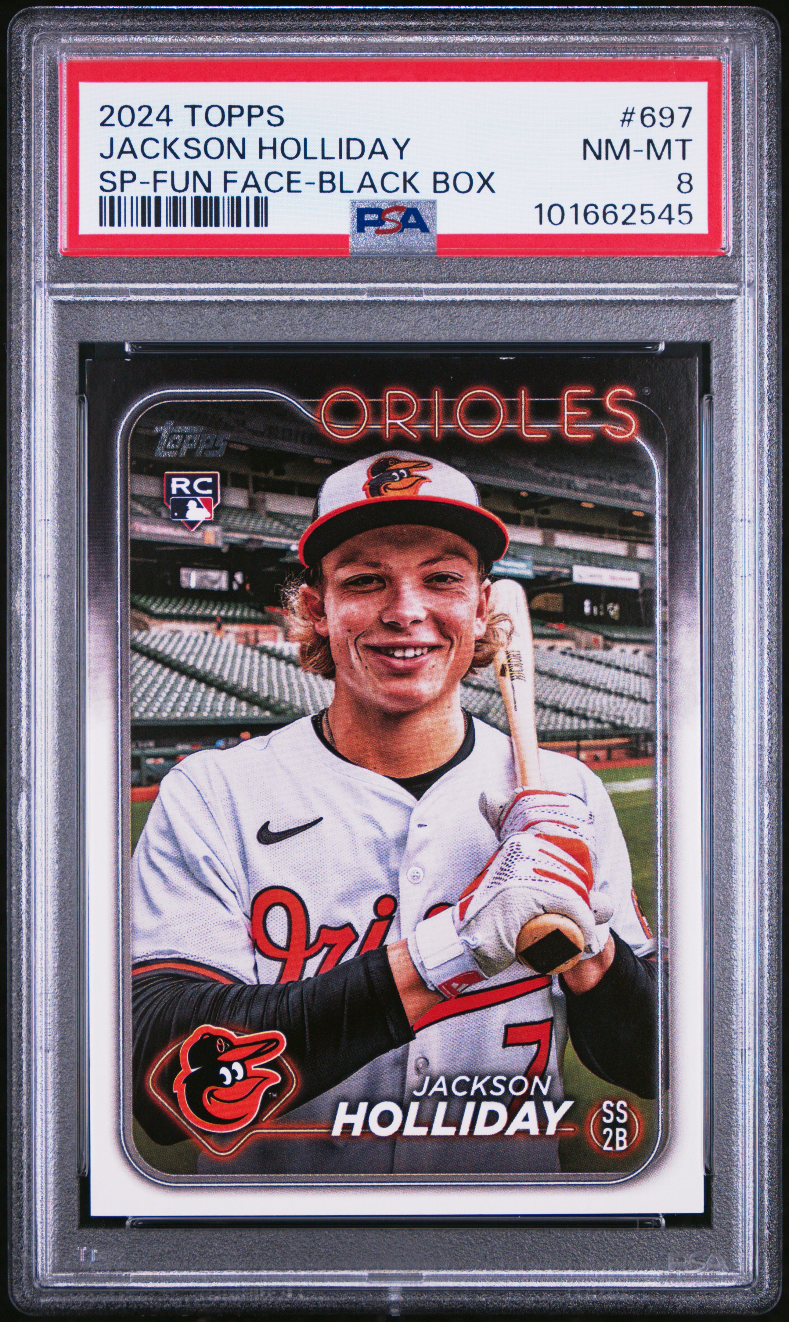2024 Topps Jackson Holliday #697 (Sp-Fun Face-Black Box) Nm-Mt 8 front
