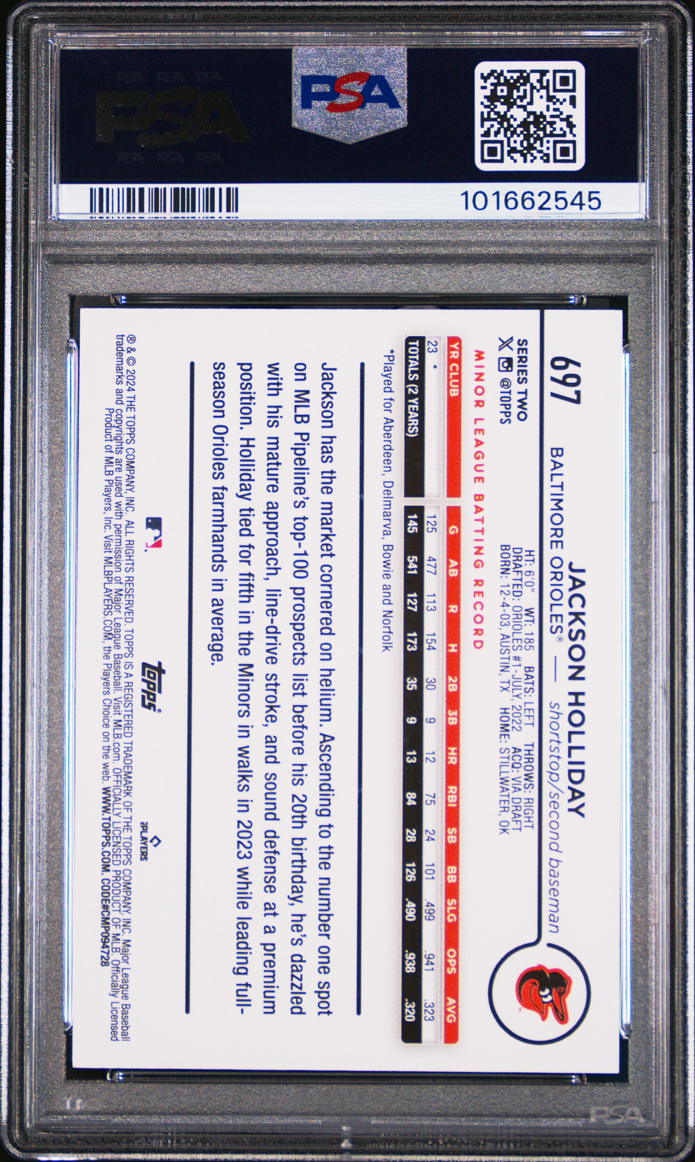 2024 Topps Jackson Holliday #697 (Sp-Fun Face-Black Box) Nm-Mt 8 back