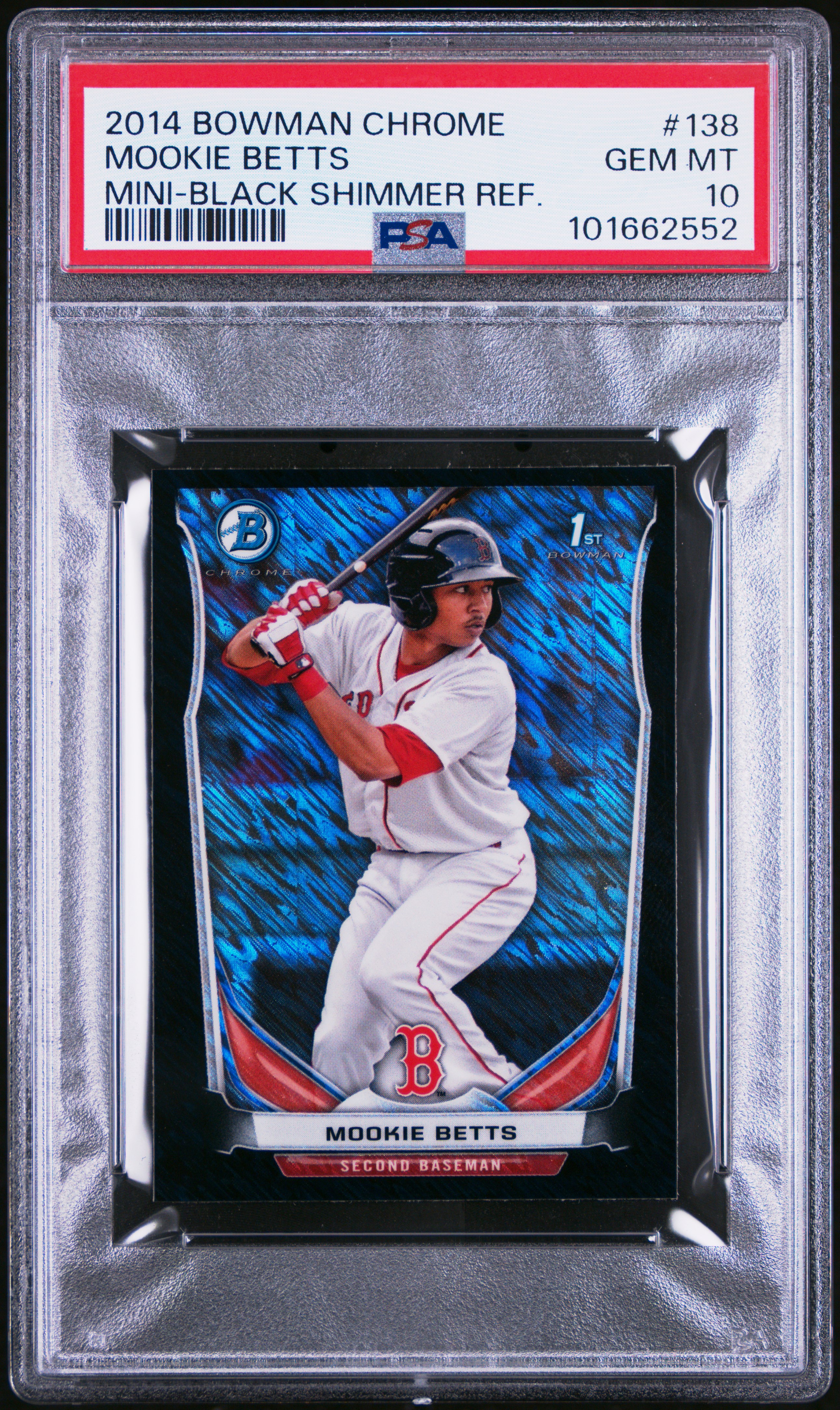 2014 Bowman Chrome Mini Mookie Betts #138 (Mini-Black Shimmer Ref.) Gem Mt 10 front