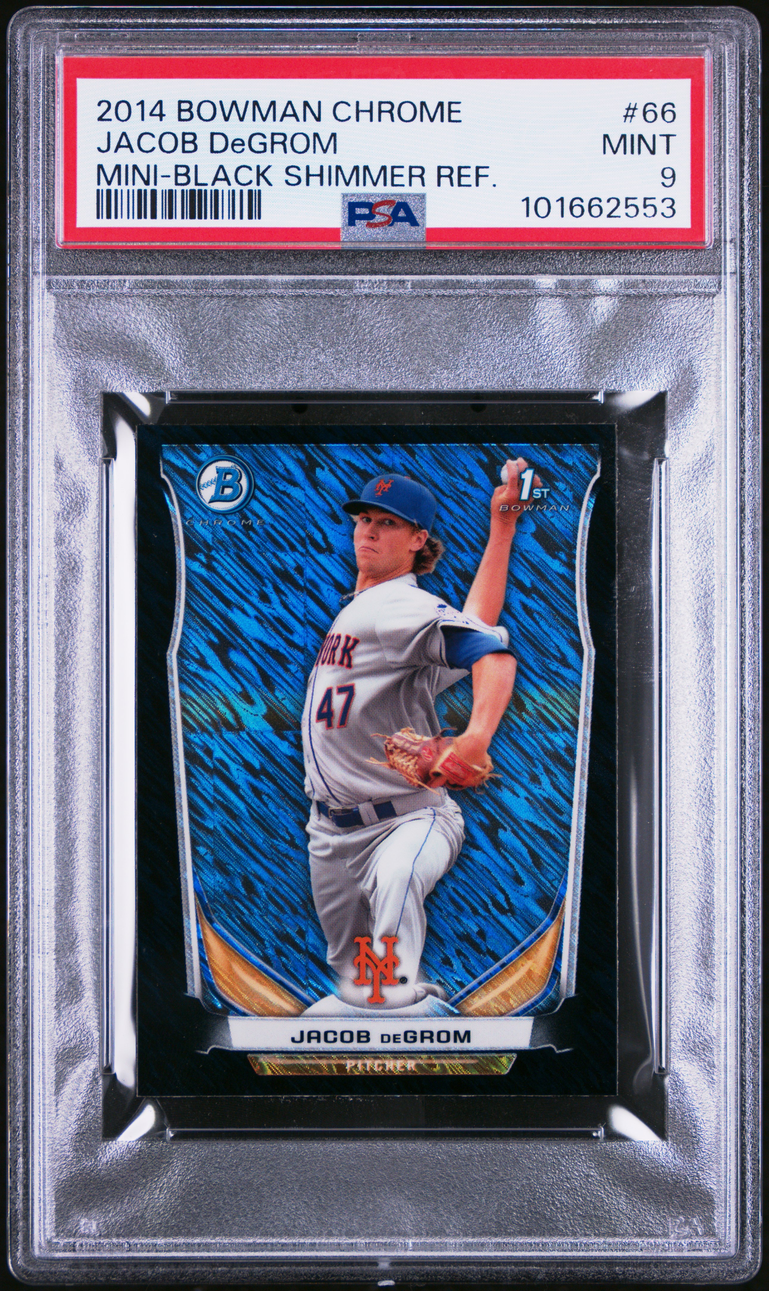 2014 Bowman Chrome Mini Jacob Degrom #66 (Mini-Black Shimmer Ref.) Mint 9 front