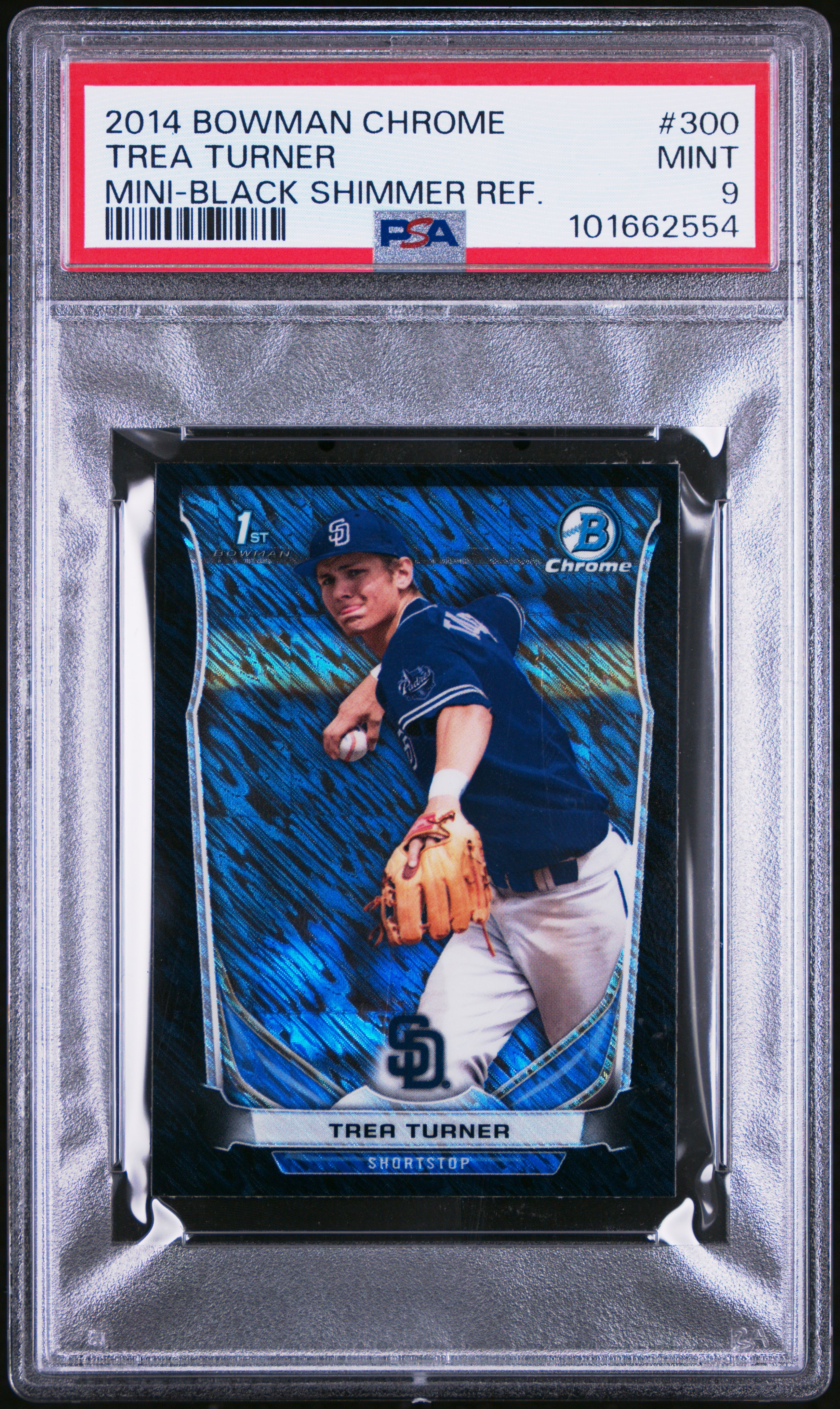 2014 Bowman Chrome Mini Trea Turner #300 (Mini-Black Shimmer Ref.) Mint 9 front