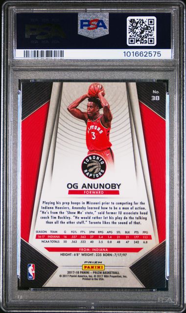 2017 Panini Prizm Og Anunoby #38 (Ruby Wave) Gem Mt 10 back