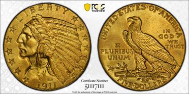 1911 $5 MS61