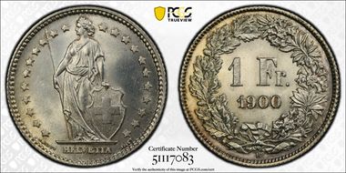 1900 B 1 Fr KM-24 Ag MS64