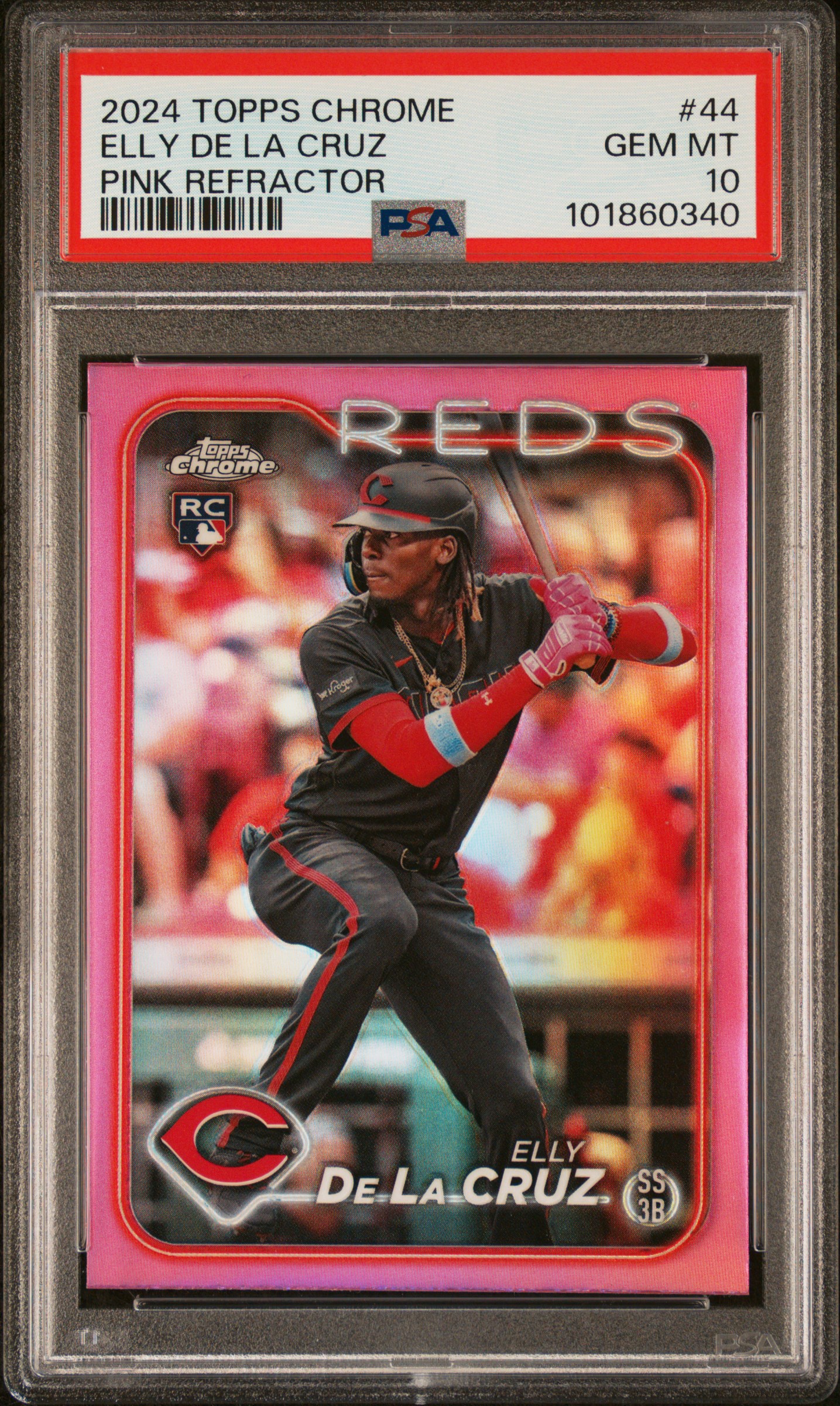 2024 Topps Chrome Elly De La Cruz #44 (Pink Refractor) Gem Mt 10 front