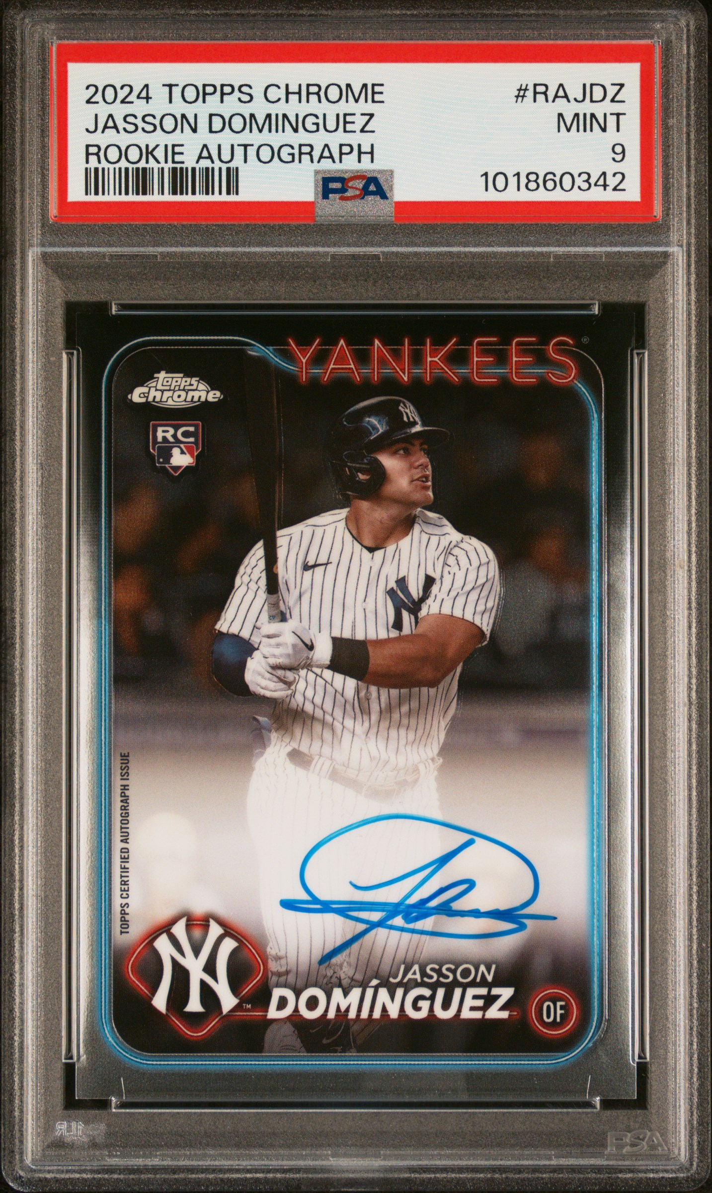 2024 Topps Chrome Rookie Autographs Jasson Dominguez #Rajdz Mint 9 front
