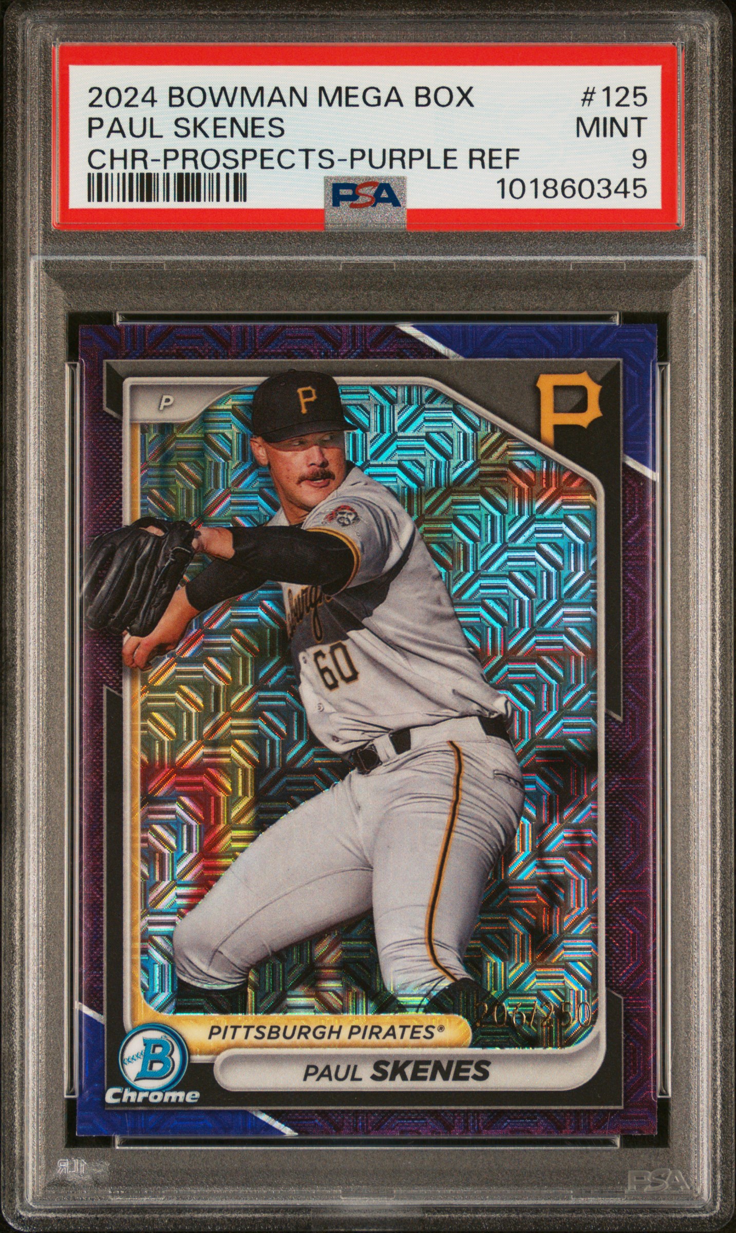 2024 Bowman Mega Box Chrome Prospects Paul Skenes #125 (Chr-Prospects-Purple Ref) Mint 9 front