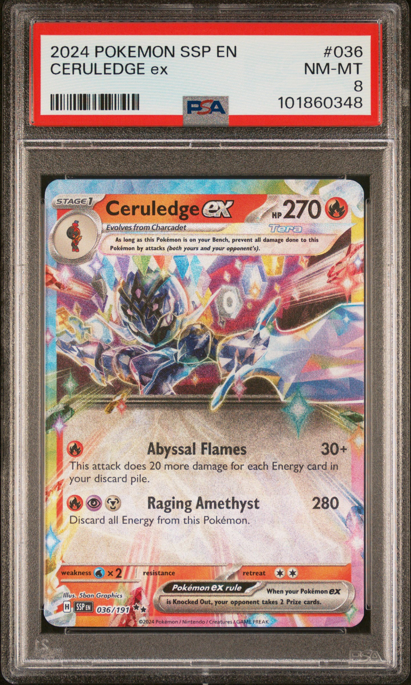 2024 Pokemon Ssp En-Surging Sparks Ceruledge Ex #036 Nm-Mt 8 front