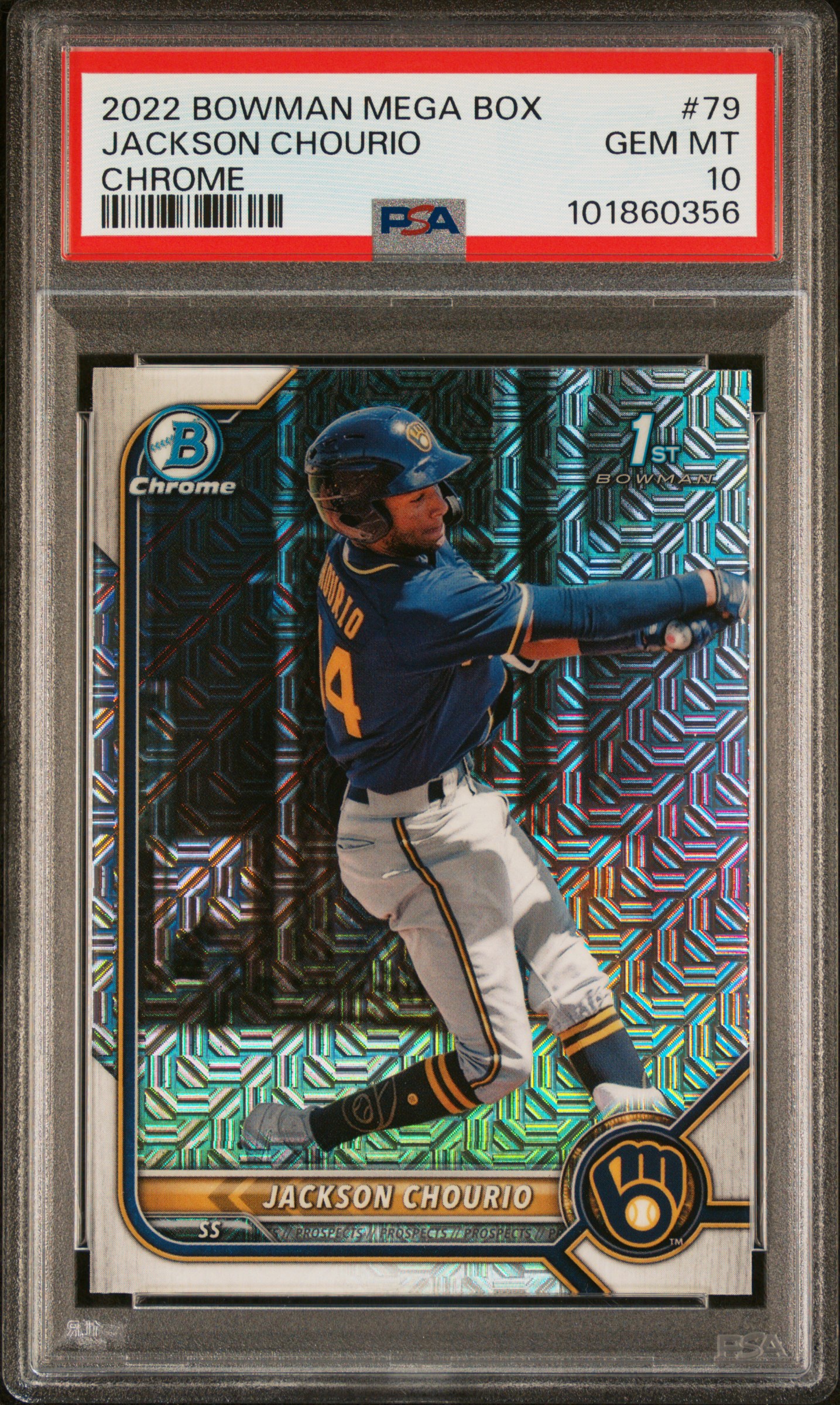 2022 Bowman Mega Box Chrome Jackson Chourio #79 (Chrome) Gem Mt 10 front