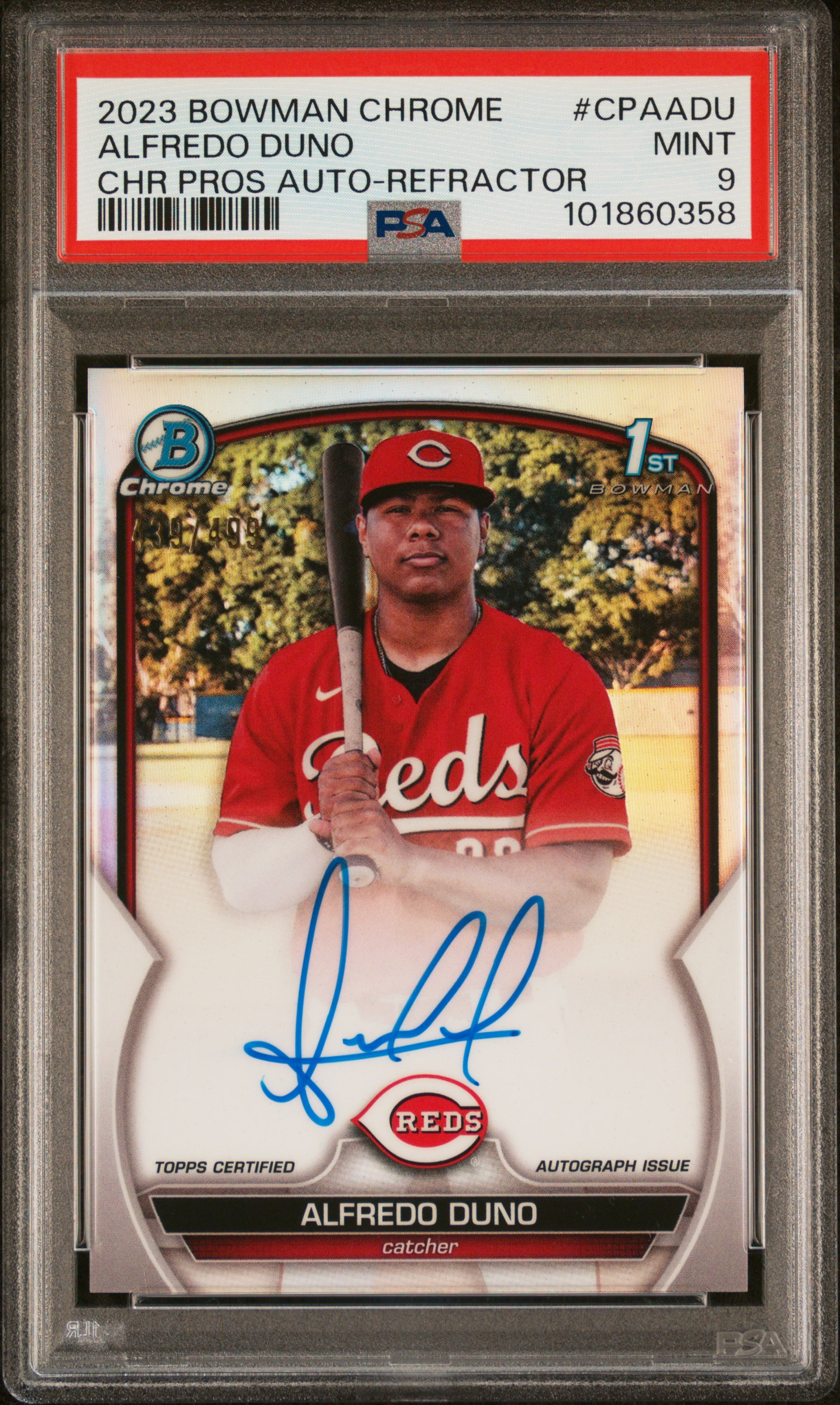 2023 Bowman Chrome Prospect Autographs Alfredo Duno #Cpaadu (Chr Pros Auto-Refractor) Mint 9 front