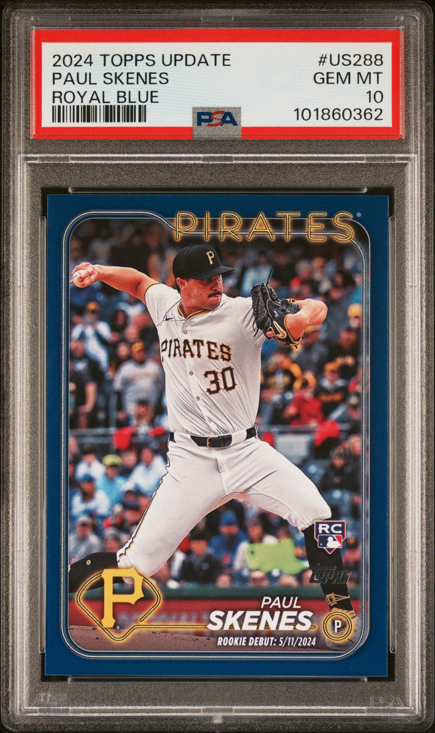 2024 Topps Update Paul Skenes #Us288 (Royal Blue) Gem Mt 10 front