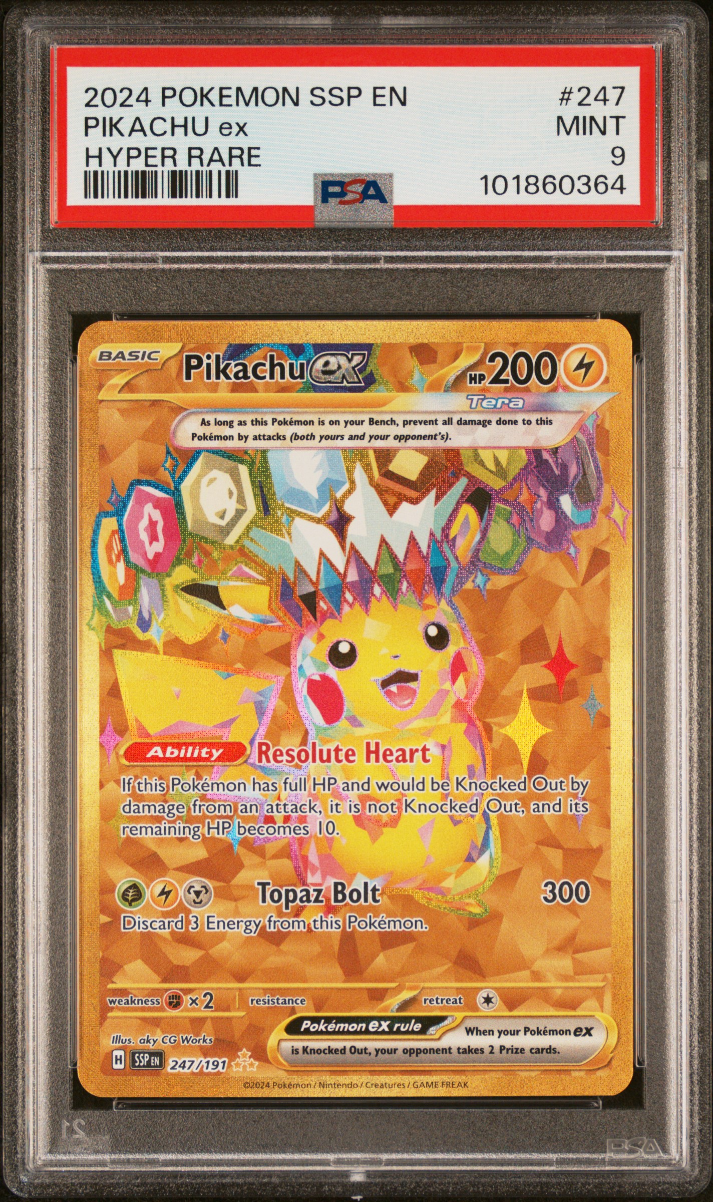 2024 Pokemon Ssp En-Surging Sparks Pikachu Ex #247 (Hyper Rare) Mint 9 front