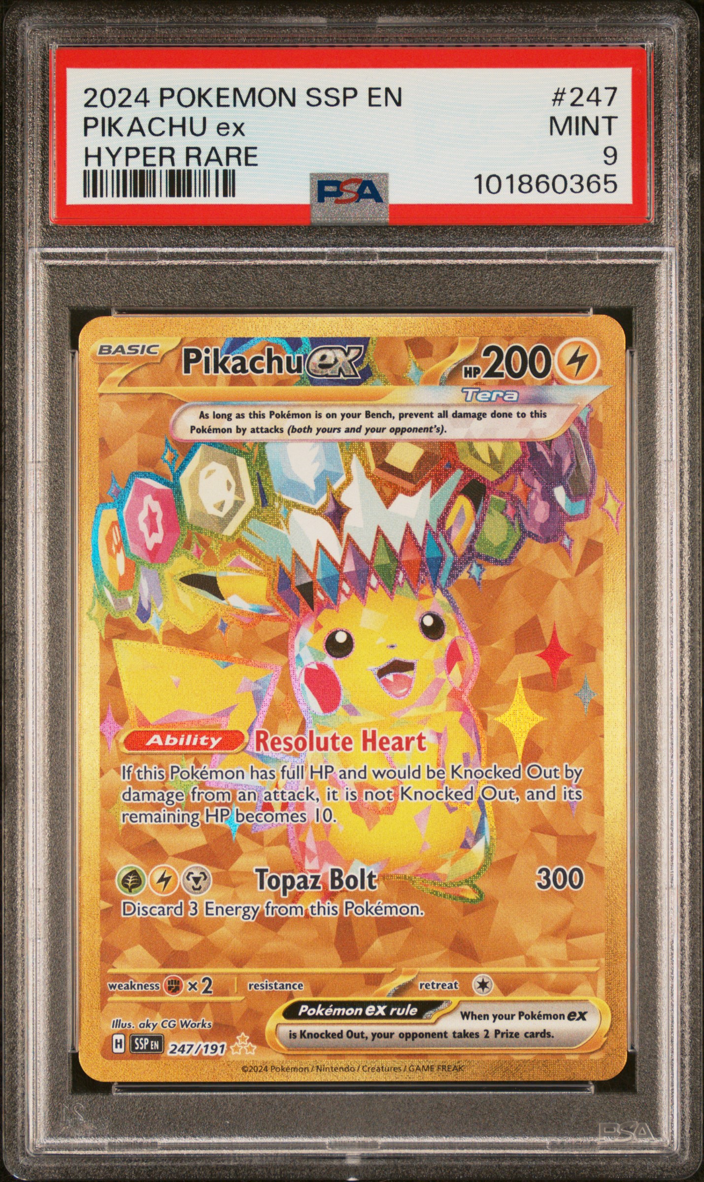 2024 Pokemon Ssp En-Surging Sparks Pikachu Ex #247 (Hyper Rare) Mint 9 front