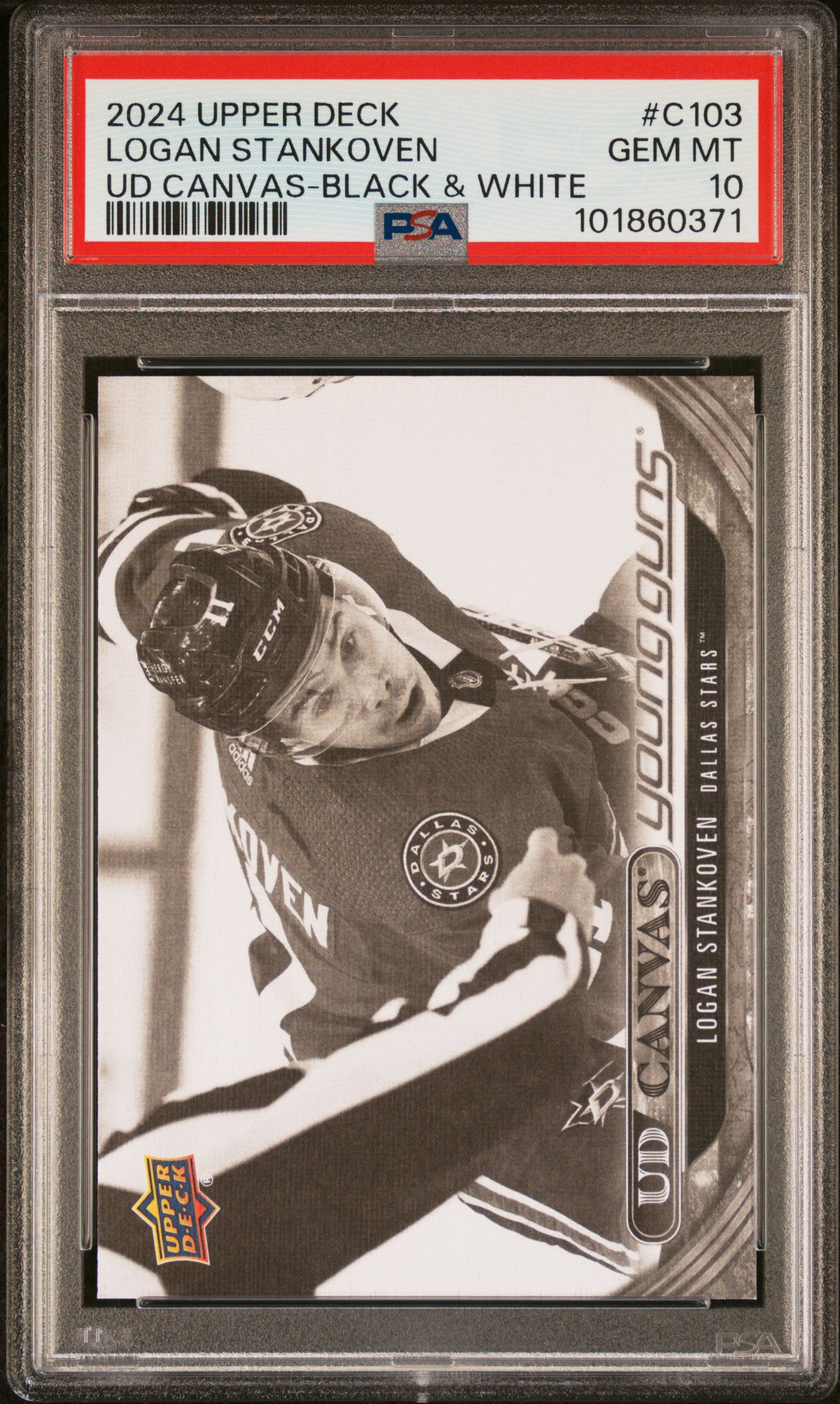 2024 Upper Deck Ud Canvas Logan Stankoven #C103 (Ud Canvas-Black & White) Gem Mt 10 front