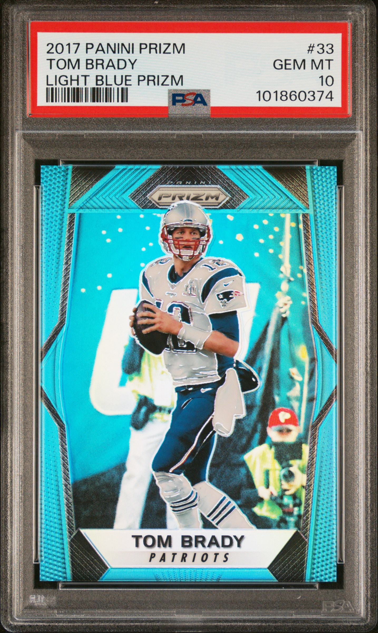 2017 Panini Prizm Tom Brady #33 (Light Blue Prizm) Gem Mt 10 front