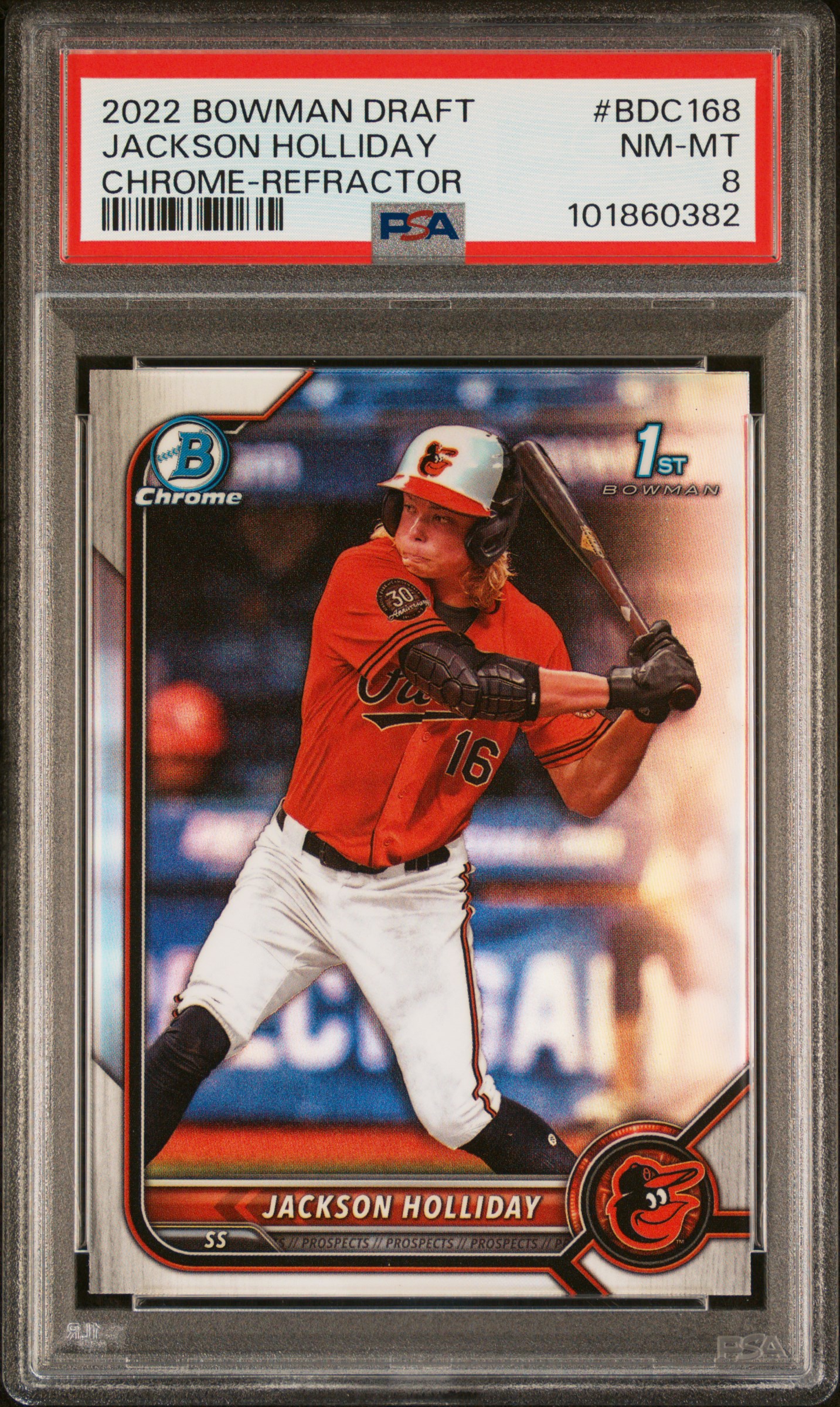2022 Bowman Draft Jackson Holliday #Bdc168 (Chrome-Refractor) Nm-Mt 8 front