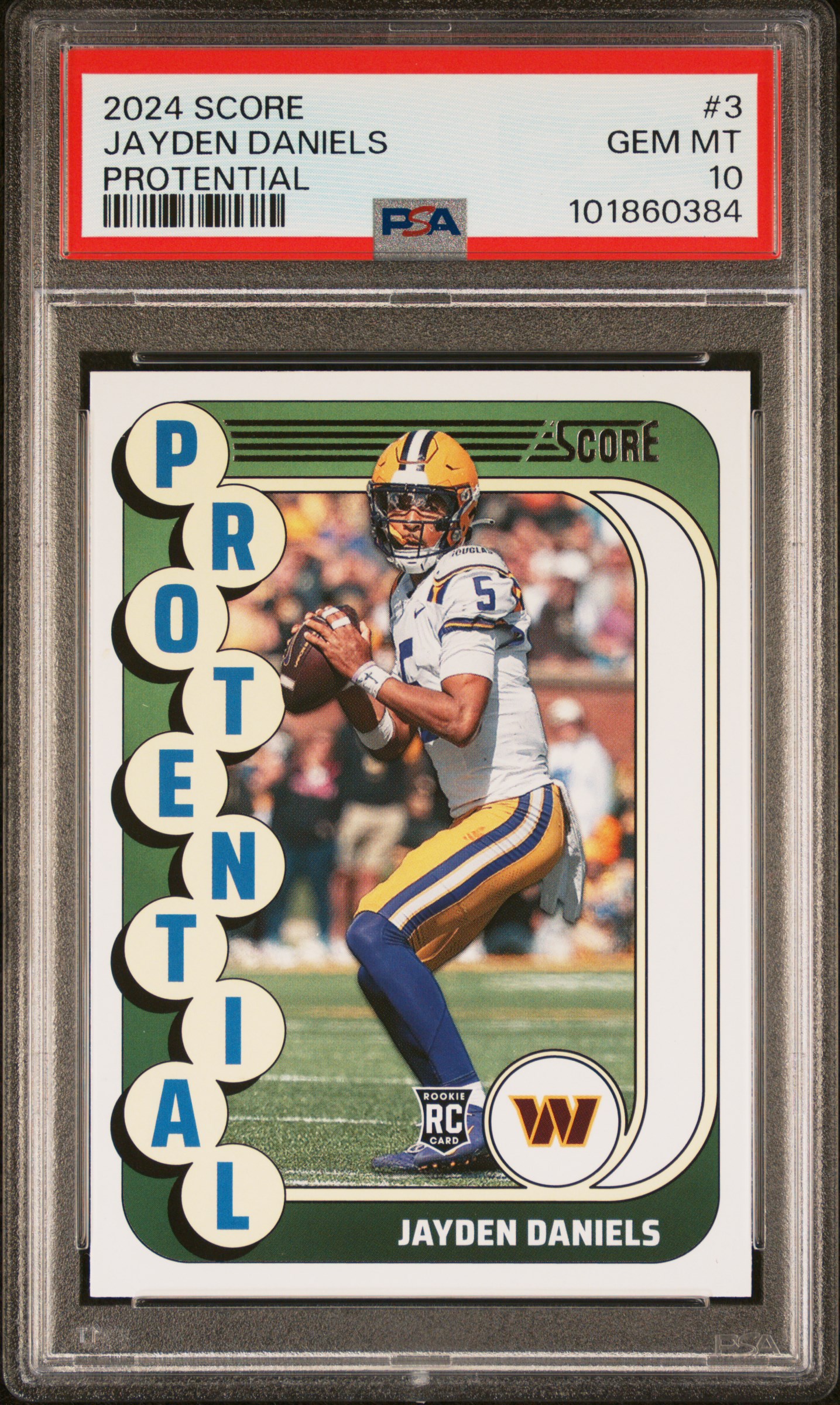 2024 Panini Score Protential Jayden Daniels #3 Gem Mt 10 front