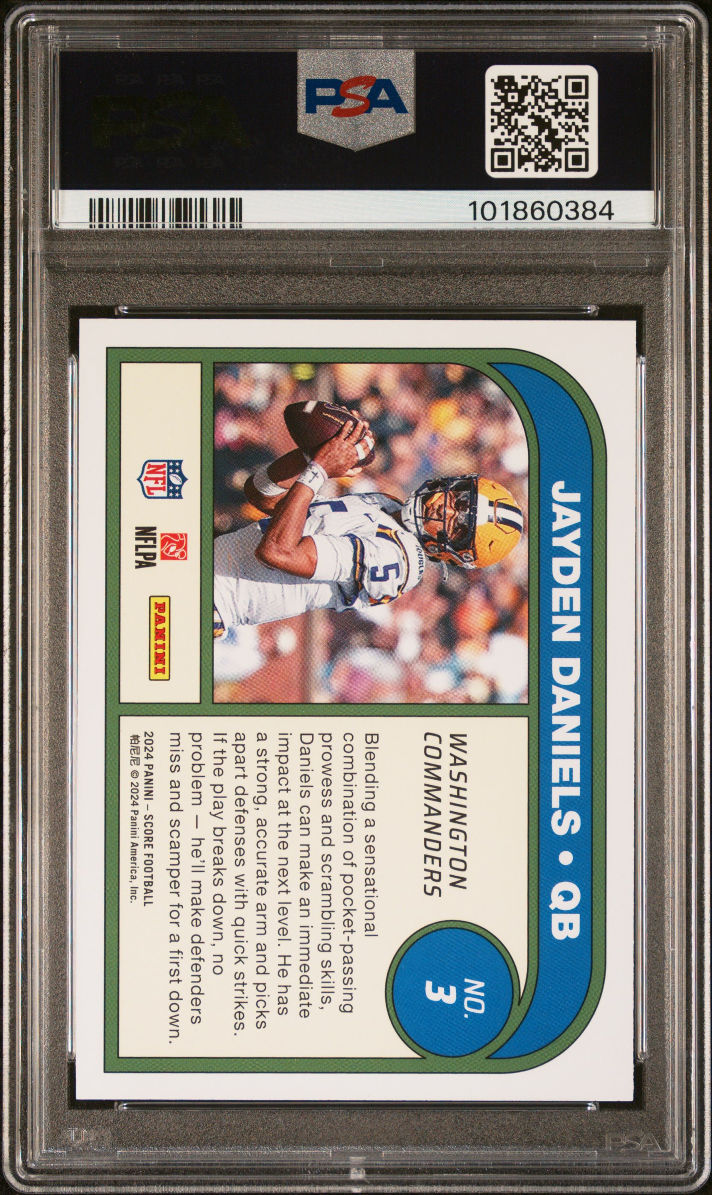 2024 Panini Score Protential Jayden Daniels #3 Gem Mt 10 back