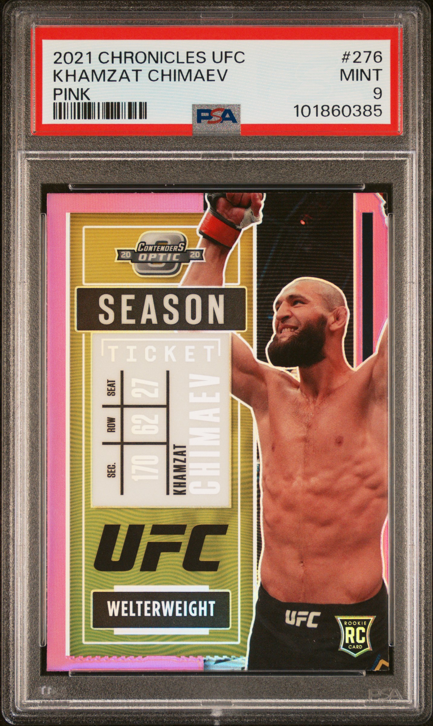 2021 Panini Chronicles Ufc Khamzat Chimaev #276 (Pink) Mint 9 front