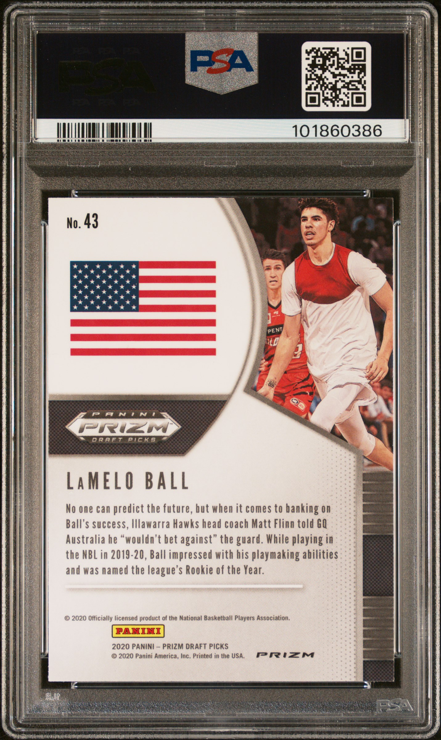 2020 Panini Prizm Draft Picks Lamelo Ball #43 (Green Prizm) Gem Mt 10 back