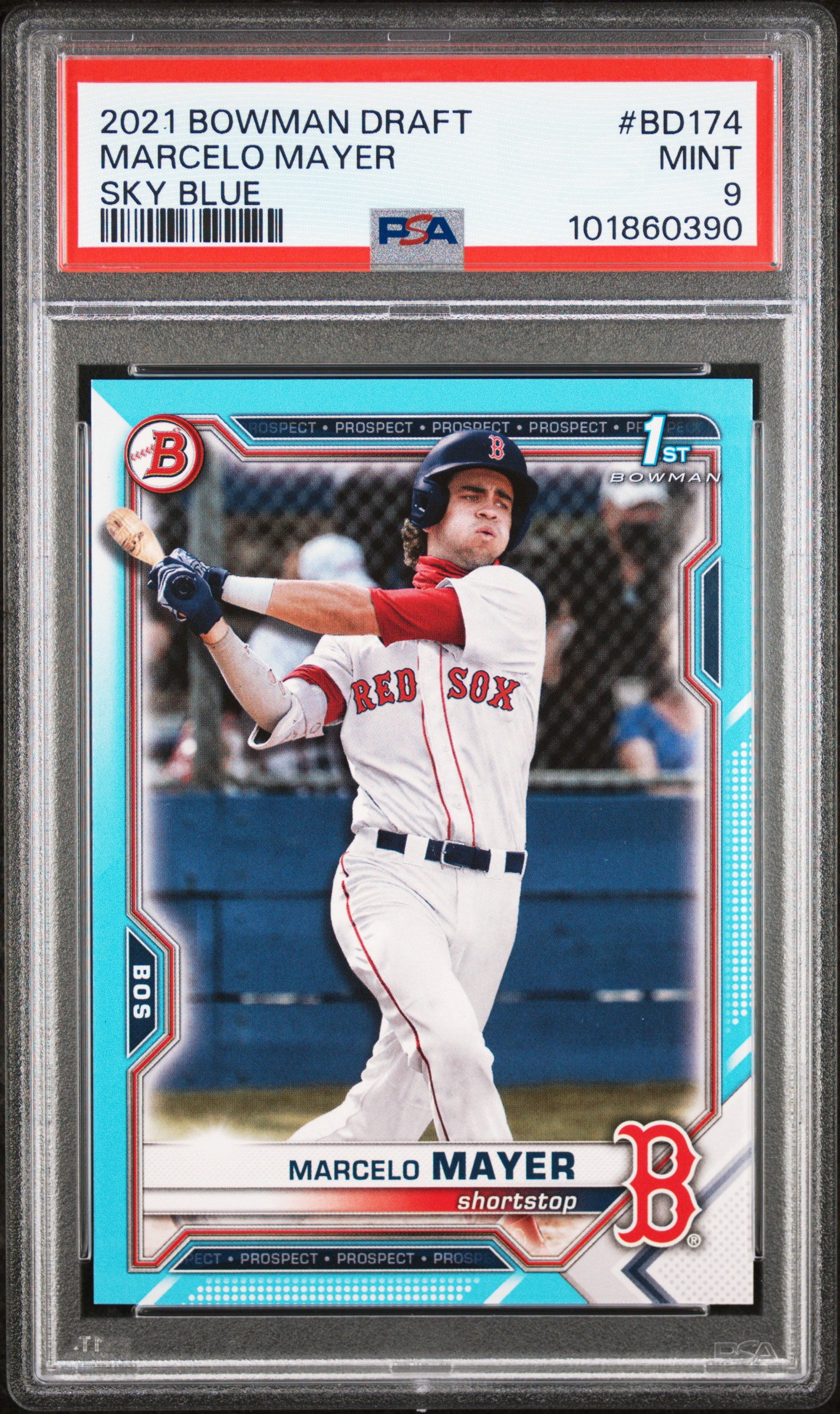 2021 Bowman Draft Marcelo Mayer #Bd174 (Sky Blue) Mint 9 front