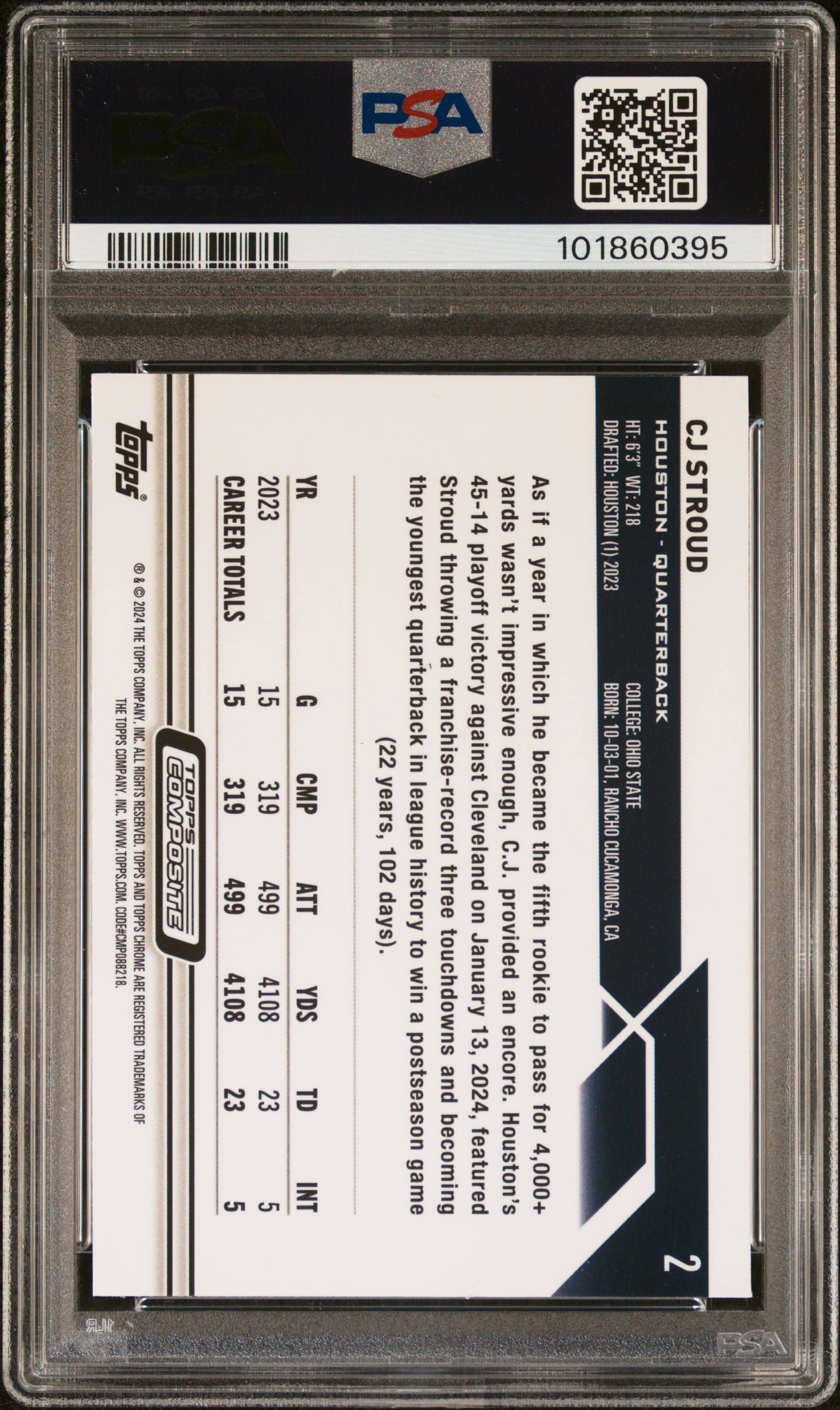 2023 Topps Composite Cj Stroud #2 Gem Mt 10 back