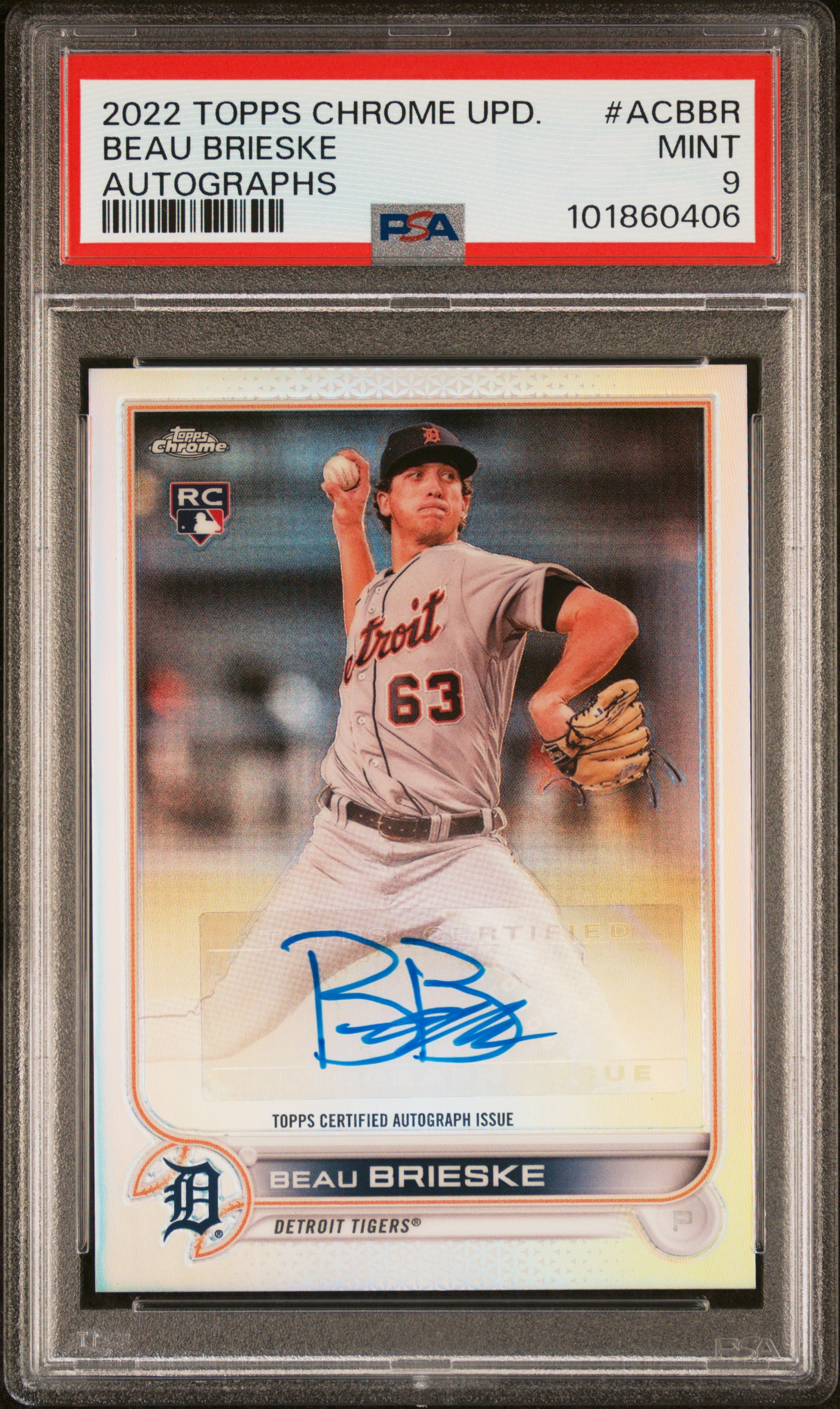 2022 Topps Chrome Update Autographs Beau Brieske #Acbbr (Autographs) Mint 9 front