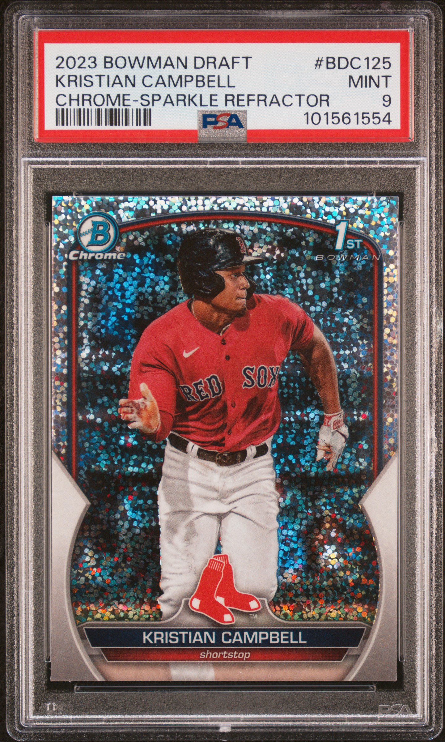 2023 Bowman Draft Kristian Campbell #Bdc125 (Chrome-Sparkle Refractor) Mint 9 front