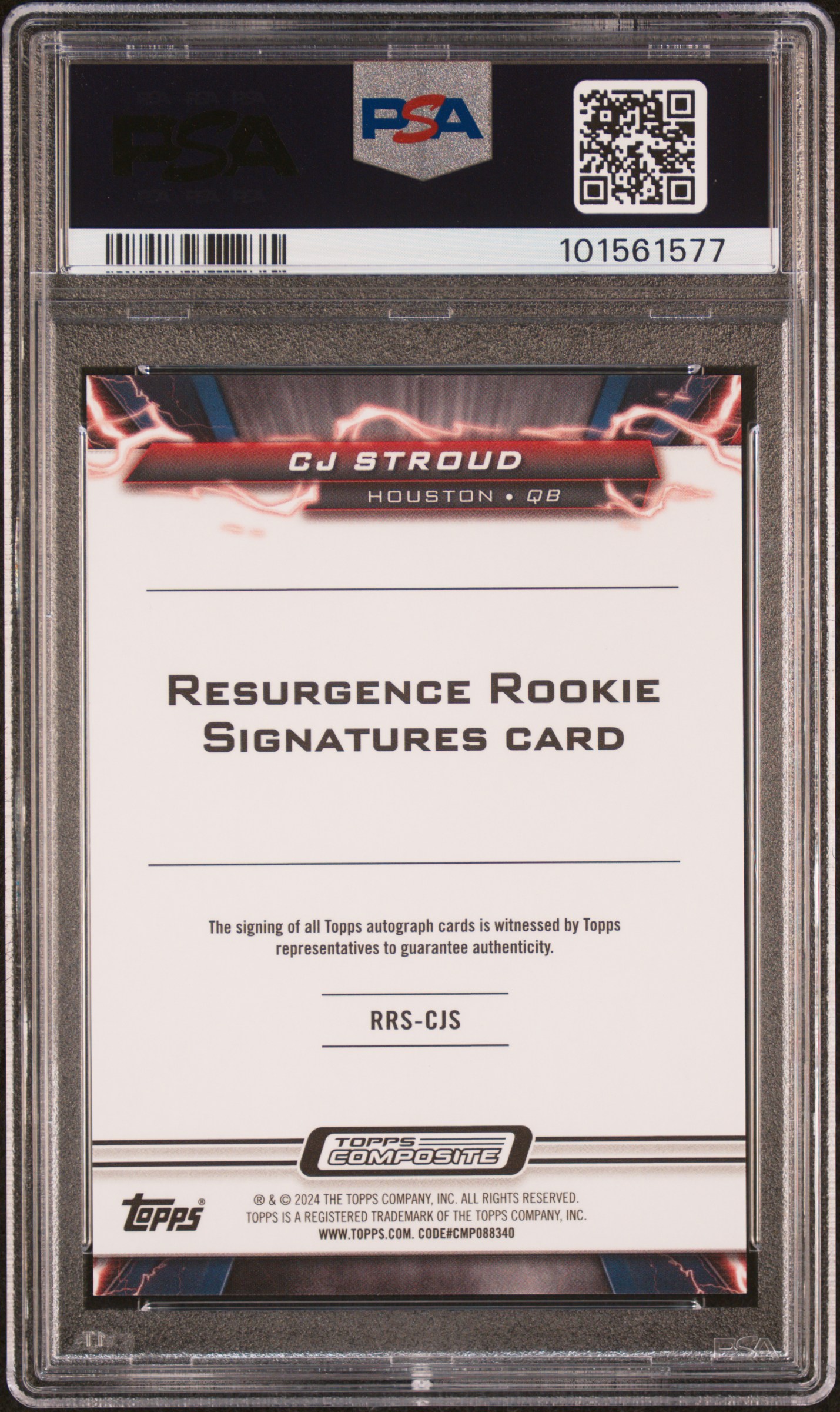 2023 Topps Composite Resurgence Rookie Signatures Cj Stroud #Cjs (Rrs-Green Surge) Gem Mt 10 back