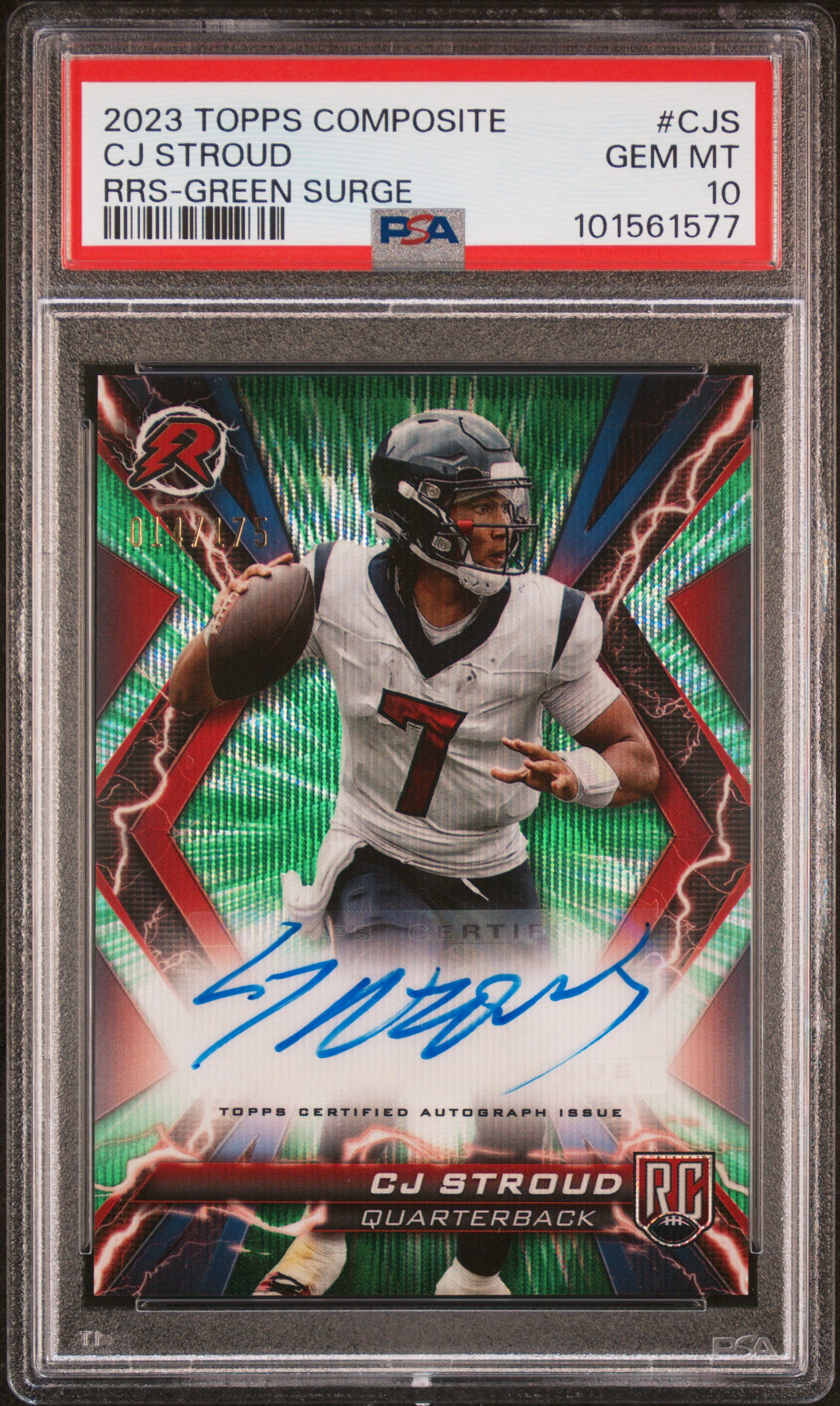 2023 Topps Composite Resurgence Rookie Signatures Cj Stroud #Cjs (Rrs-Green Surge) Gem Mt 10 front