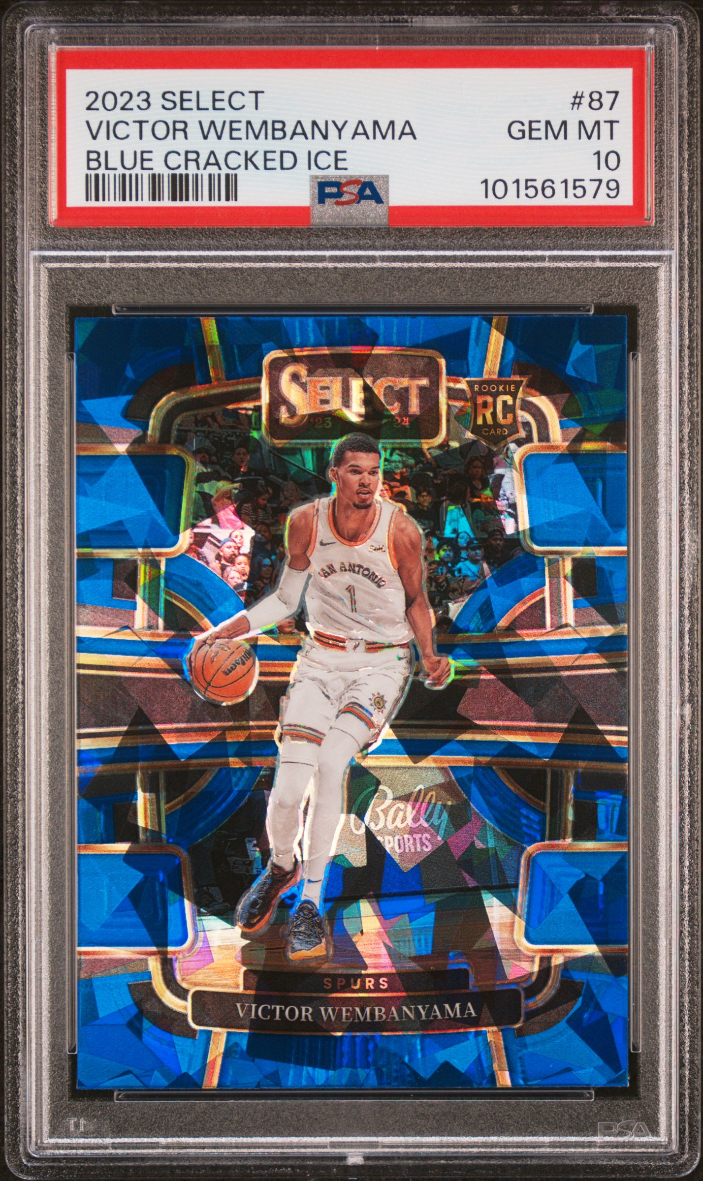 2023 Panini Select Victor Wembanyama #87 (Blue Cracked Ice) Gem Mt 10 front