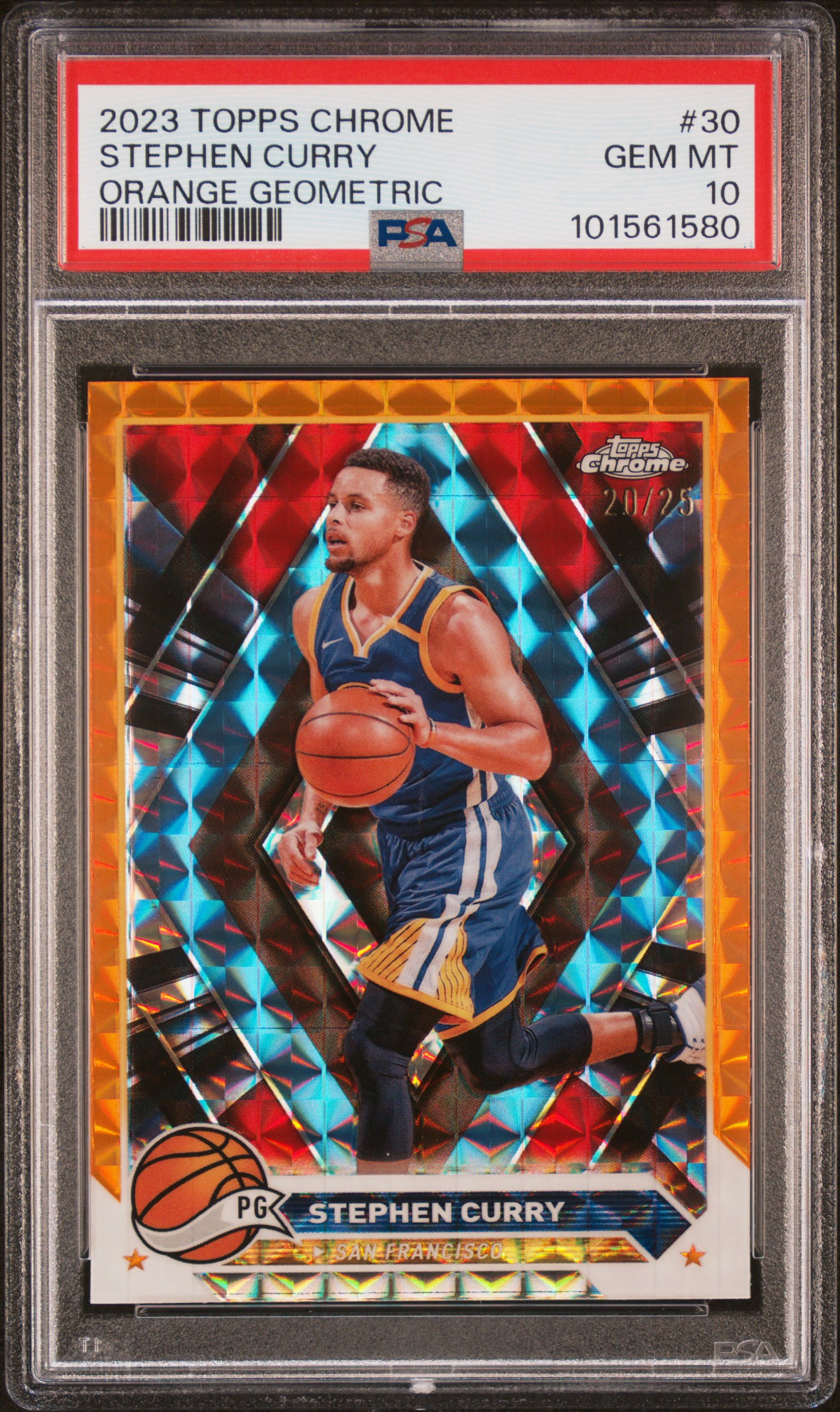 2023 Topps Chrome Stephen Curry #30 (Orange Geometric) Gem Mt 10 front