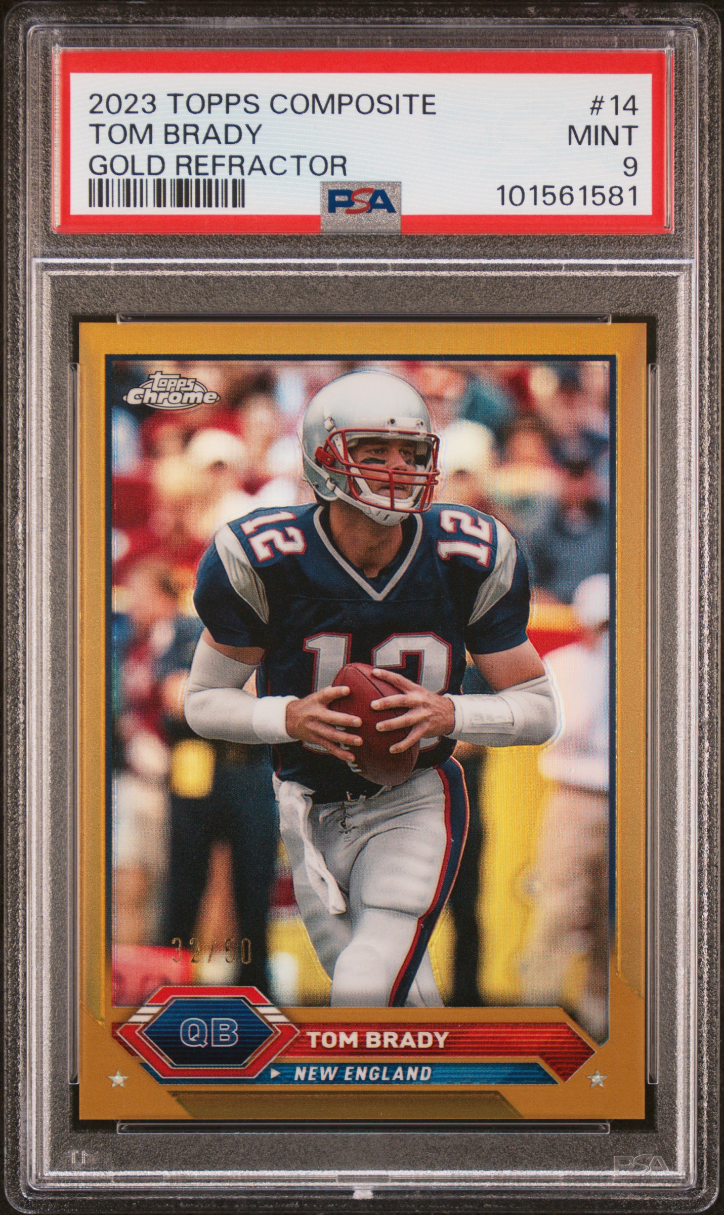 2023 Topps Composite Tom Brady #14 (Gold Refractor) Mint 9 front