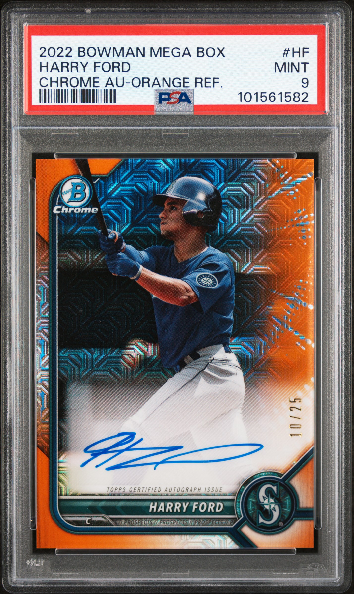 2022 Bowman Mega Box Chrome Autographs Harry Ford #Hf (Chrome Au-Orange Ref.) Mint 9 front