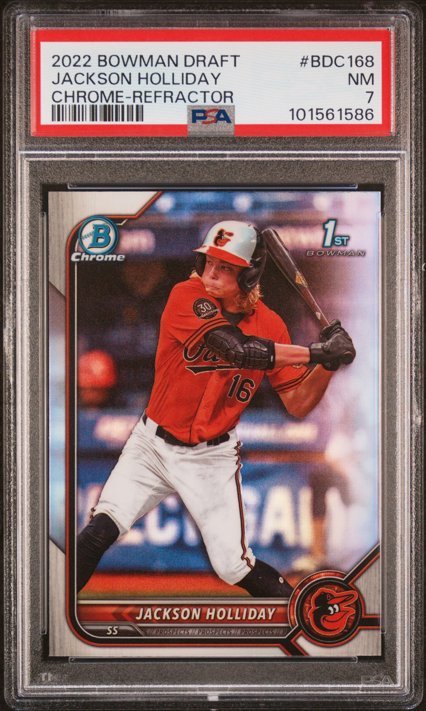 2022 Bowman Draft Jackson Holliday #Bdc168 (Chrome-Refractor) Nm 7 front