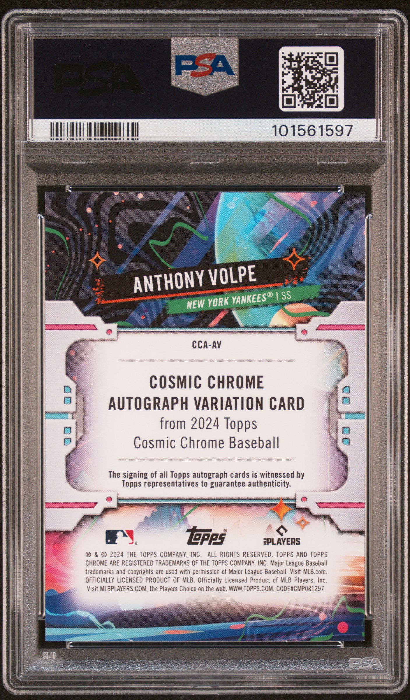 2024 Topps Chrome Cosmic Cosmic Chrome Autographs Anthony Volpe #Av (Au-Gold Interstellar Ref) Mint 9 back