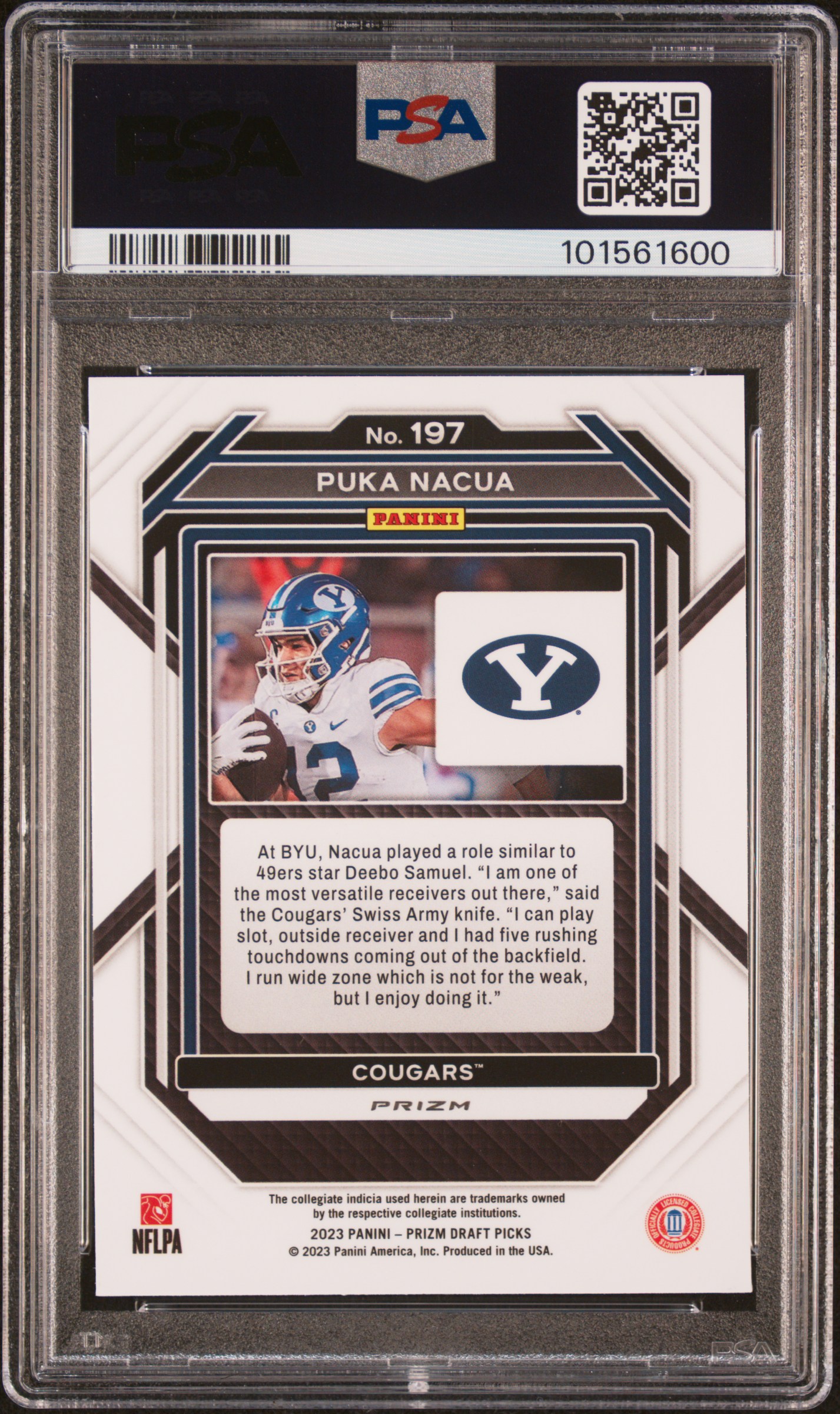 2023 Panini Prizm Draft Picks Puka Nacua #197 (Gold Ice) Mint 9 back