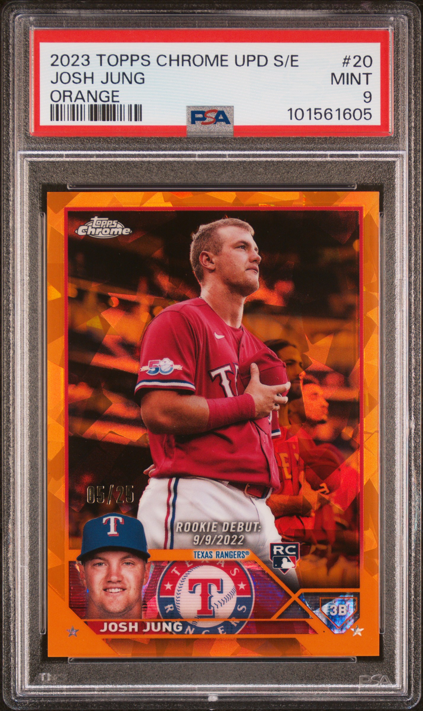 2023 Topps Chrome Update Sapphire Edition Josh Jung #20 (Orange) Mint 9 front