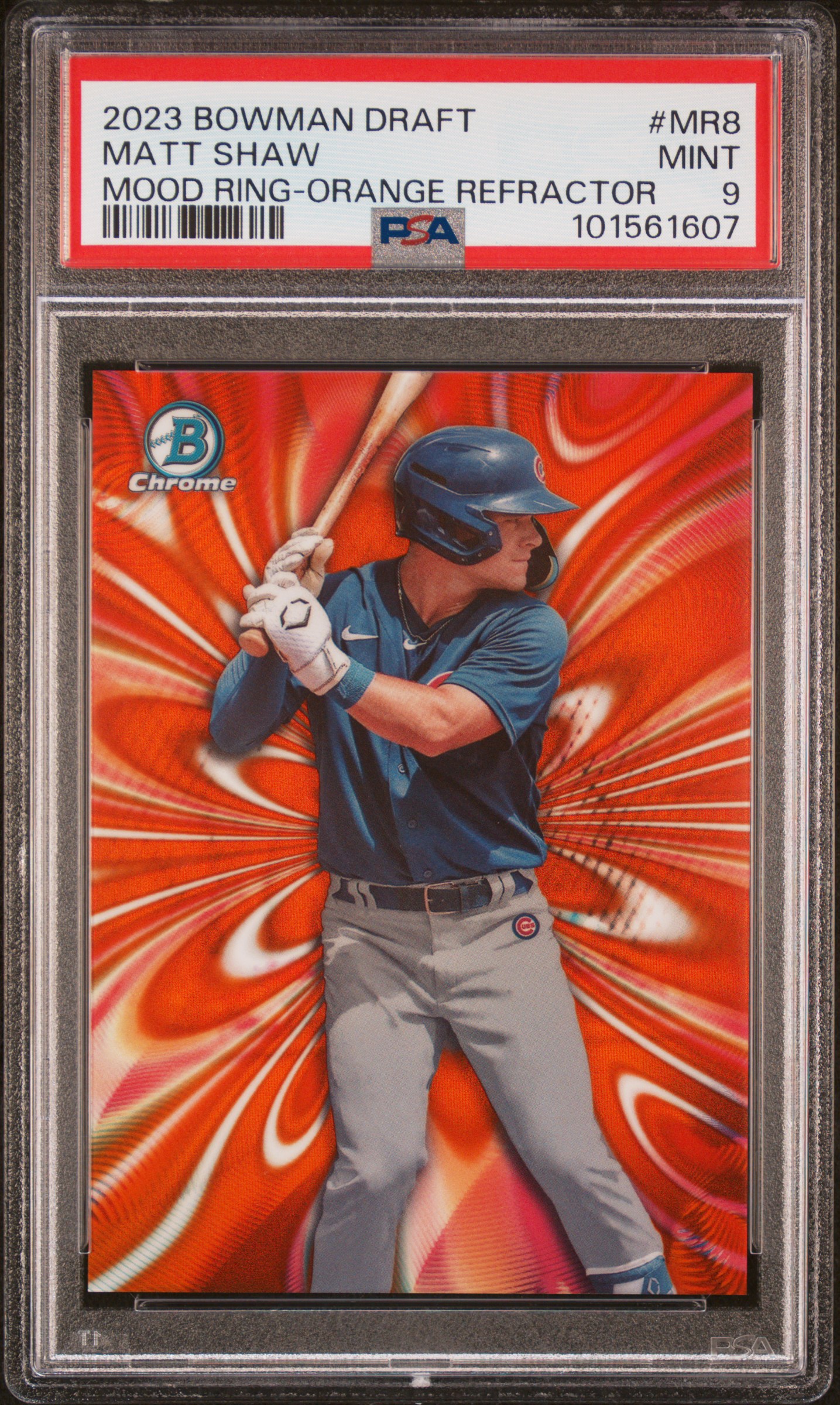 2023 Bowman Draft Mood Ring Matt Shaw #Mr8 (Mood Ring-Orange Refractor) Mint 9 front