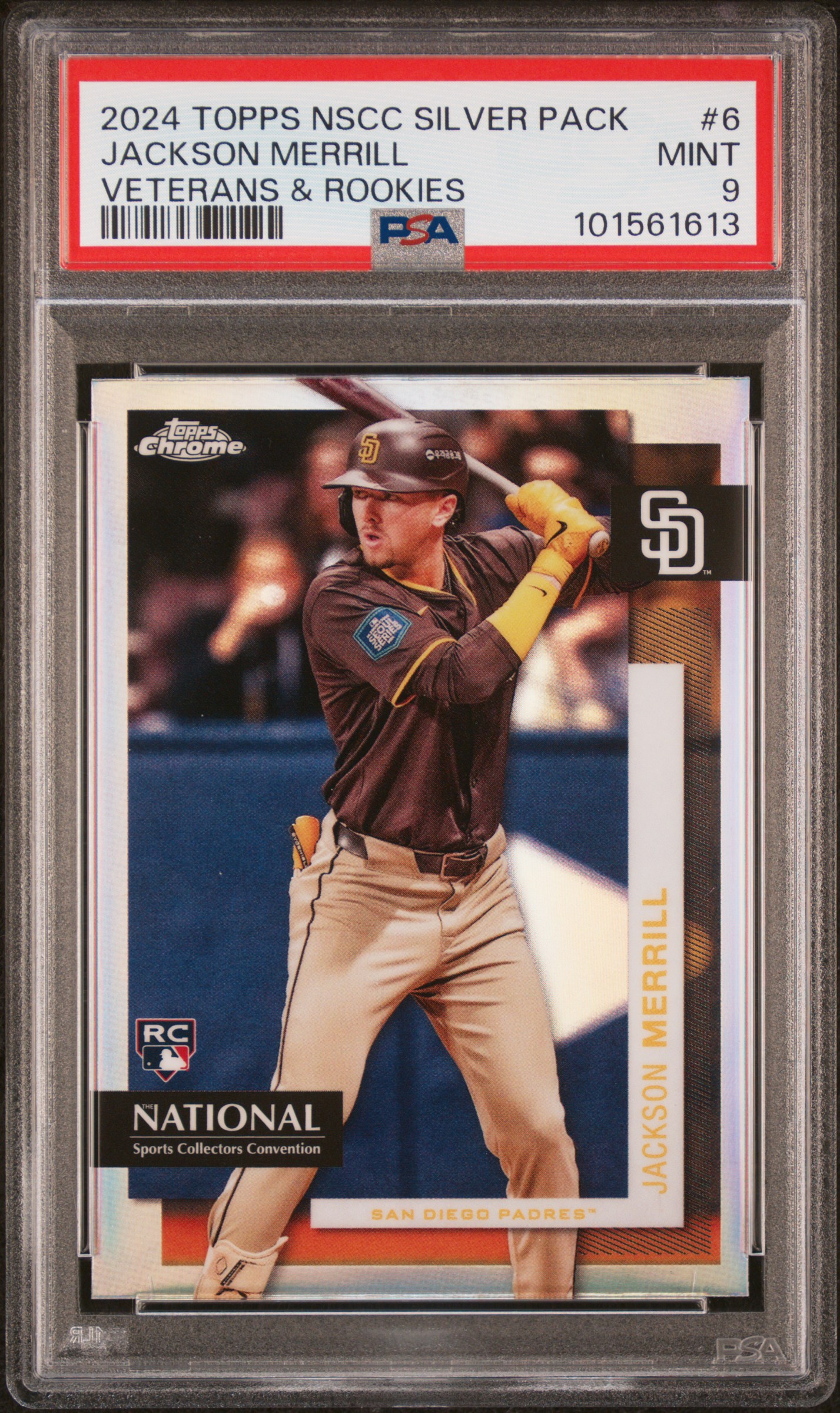 2024 Topps National Sports Collectors Convention Silver Pack Veterans And Rookies Jackson Merrill #6 (Veterans & Rookies) Mint 9 front